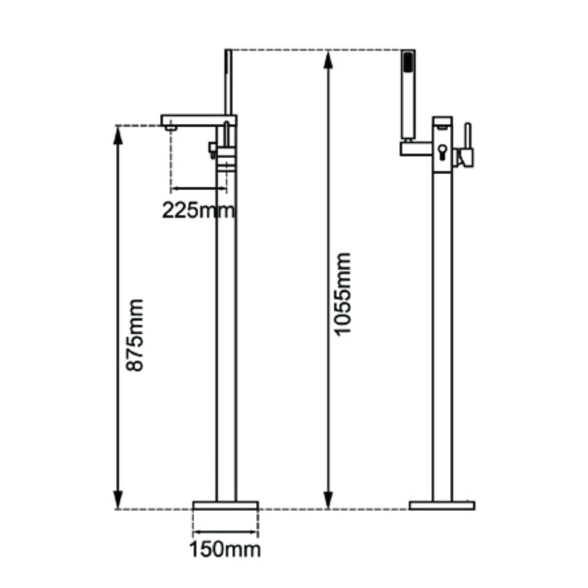 AQUAPERLA FREESTANDING TAP WITH HAND HELD SHOWER 1055MM BRUSHED NICKEL