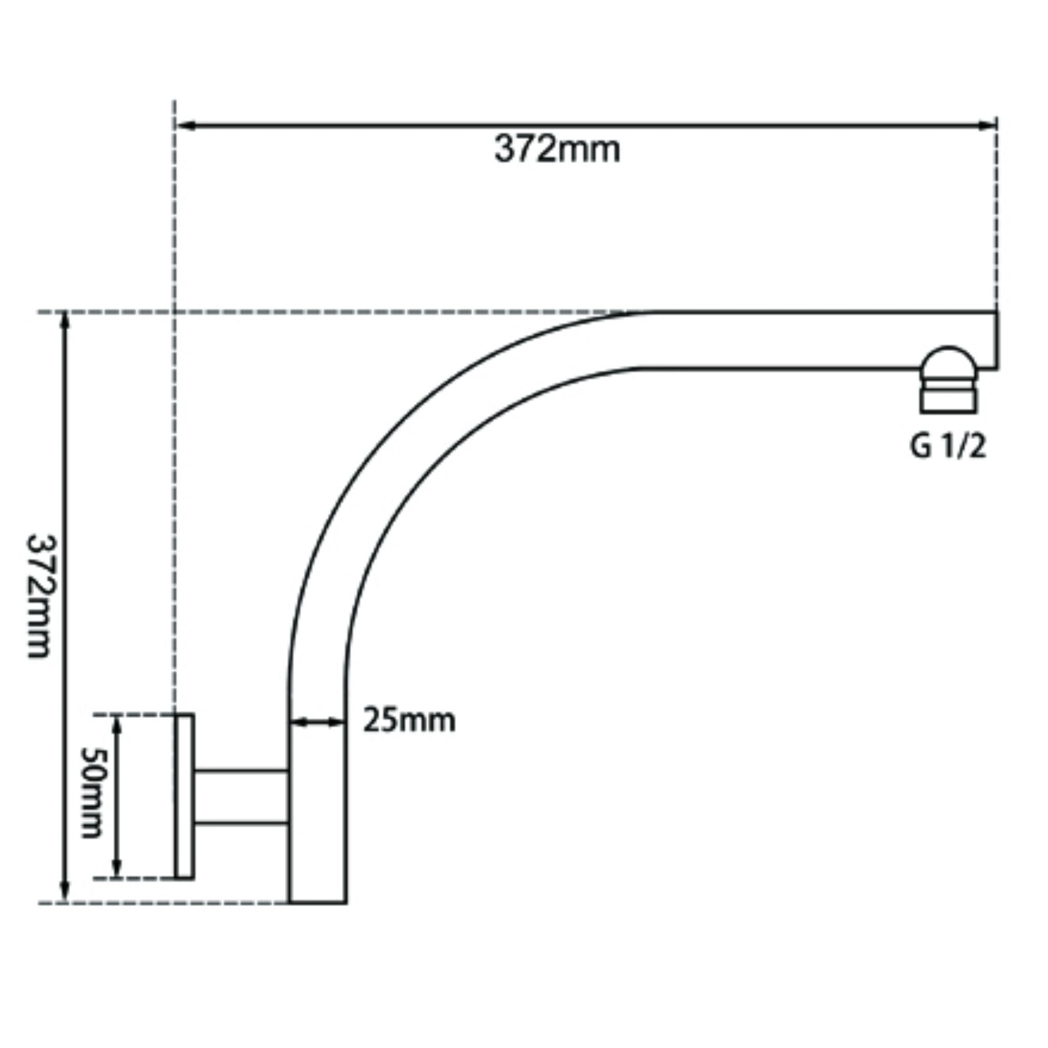 AQUAPERLA GOOSENECK ROUND WALL SHOWER ARM 350MM BRUSHED NICKEL