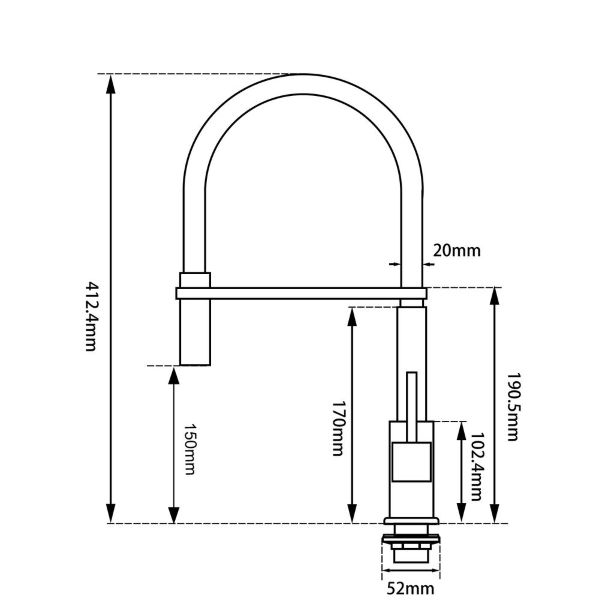 AQUAPERLA PULL OUT KITCHEN MIXER 412MM BRUSHED NICKEL