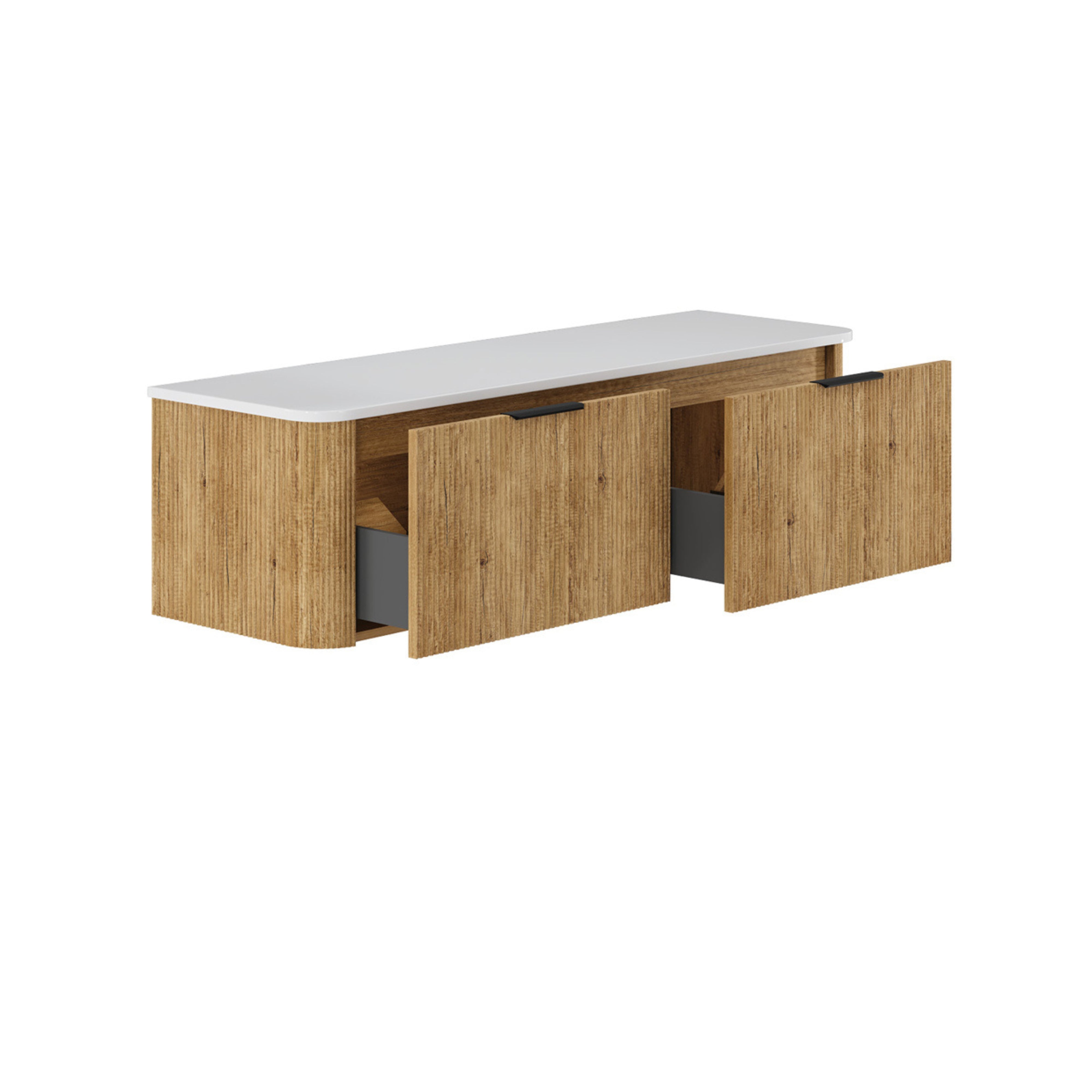 FIENZA MINKA SCANDI OAK 1500MM DOUBLE BOWL WALL HUNG VANITY