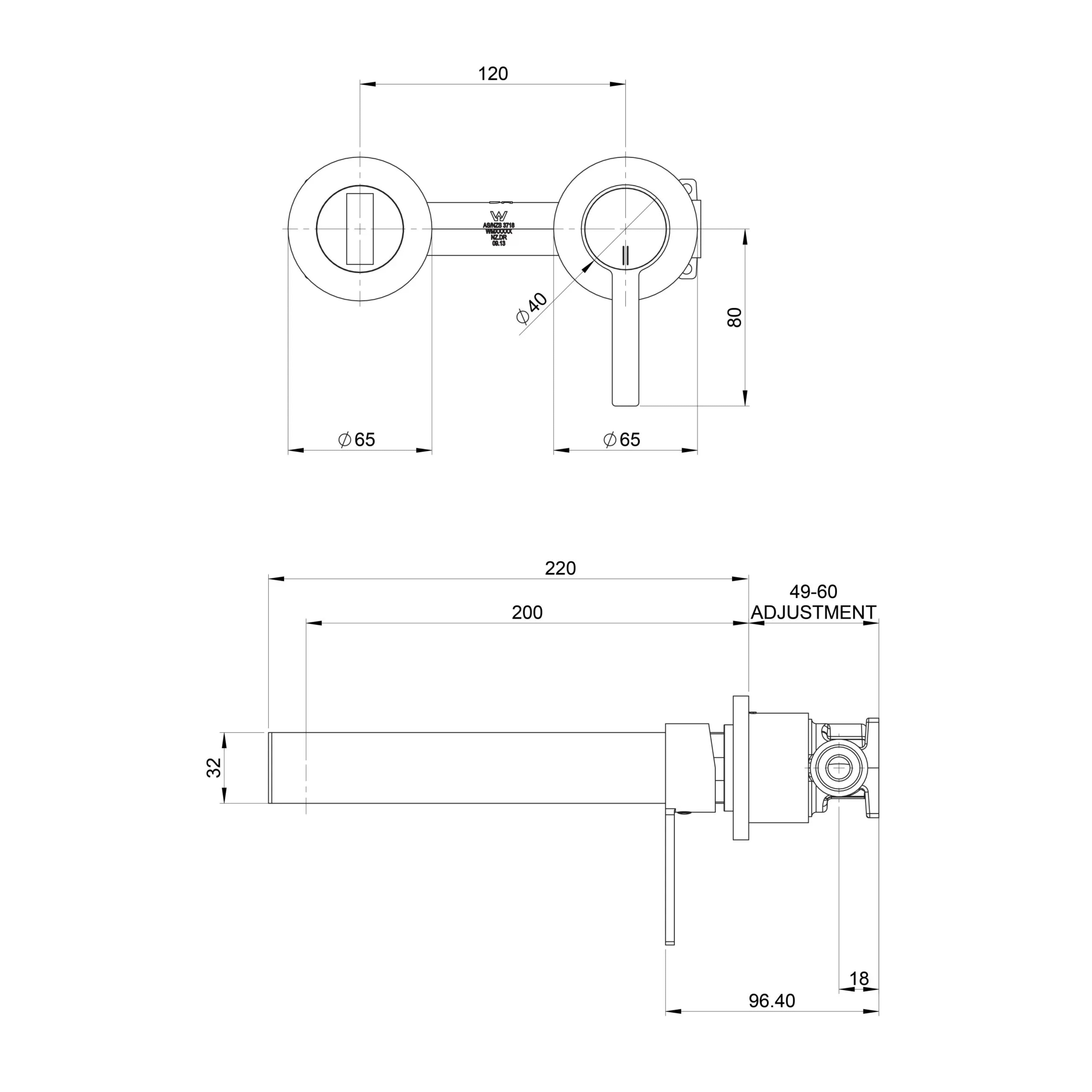 PHOENIX LEXI MKII SWITCHMIX WALL BASIN MIXER SET 200MM BRUSHED NICKEL