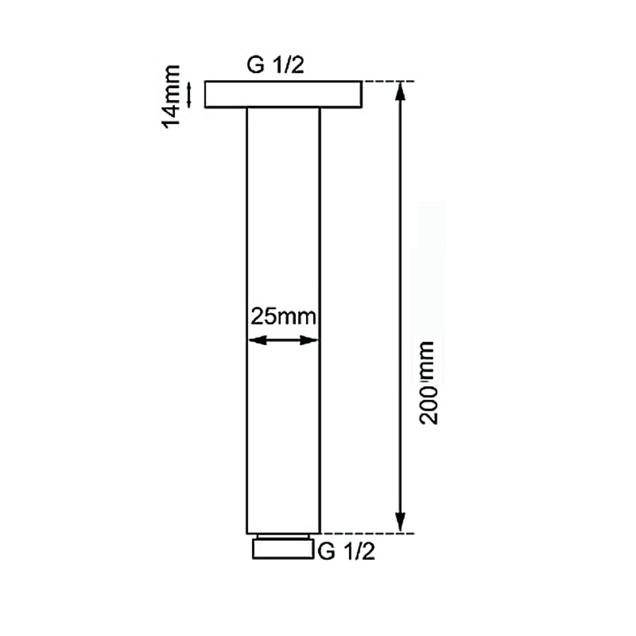 AQUAPERLA ROUND CEILING SHOWER ARM 200MM BRUSHED NICKEL