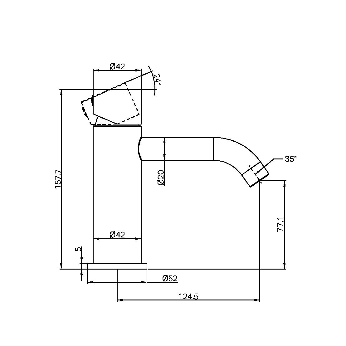 NERO ZEN BASIN MIXER HANDLESS 157MM GRAPHITE