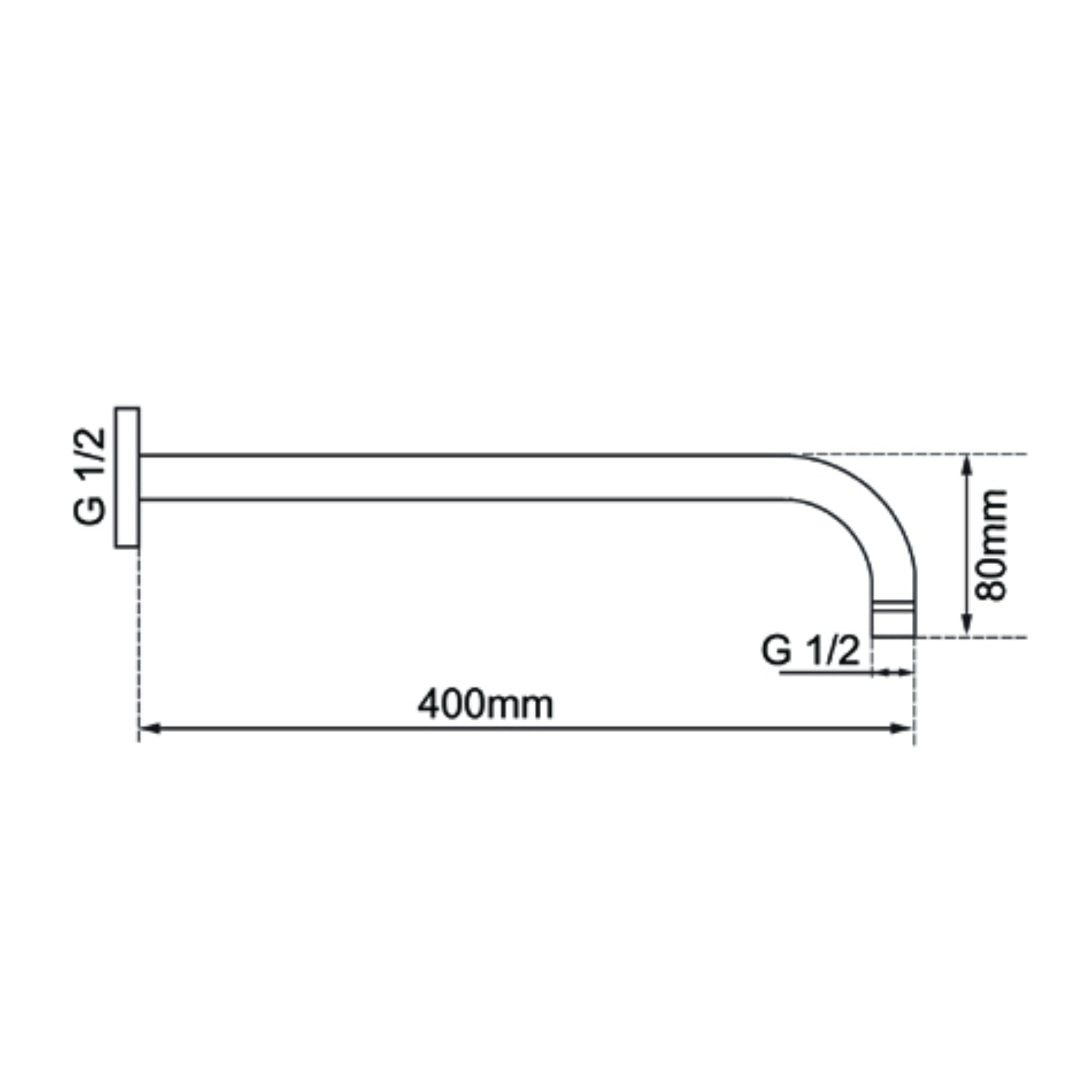 AQUAPERLA ROUND STRAIGHT WALL SHOWER ARM 400MM BRUSHED NICKEL