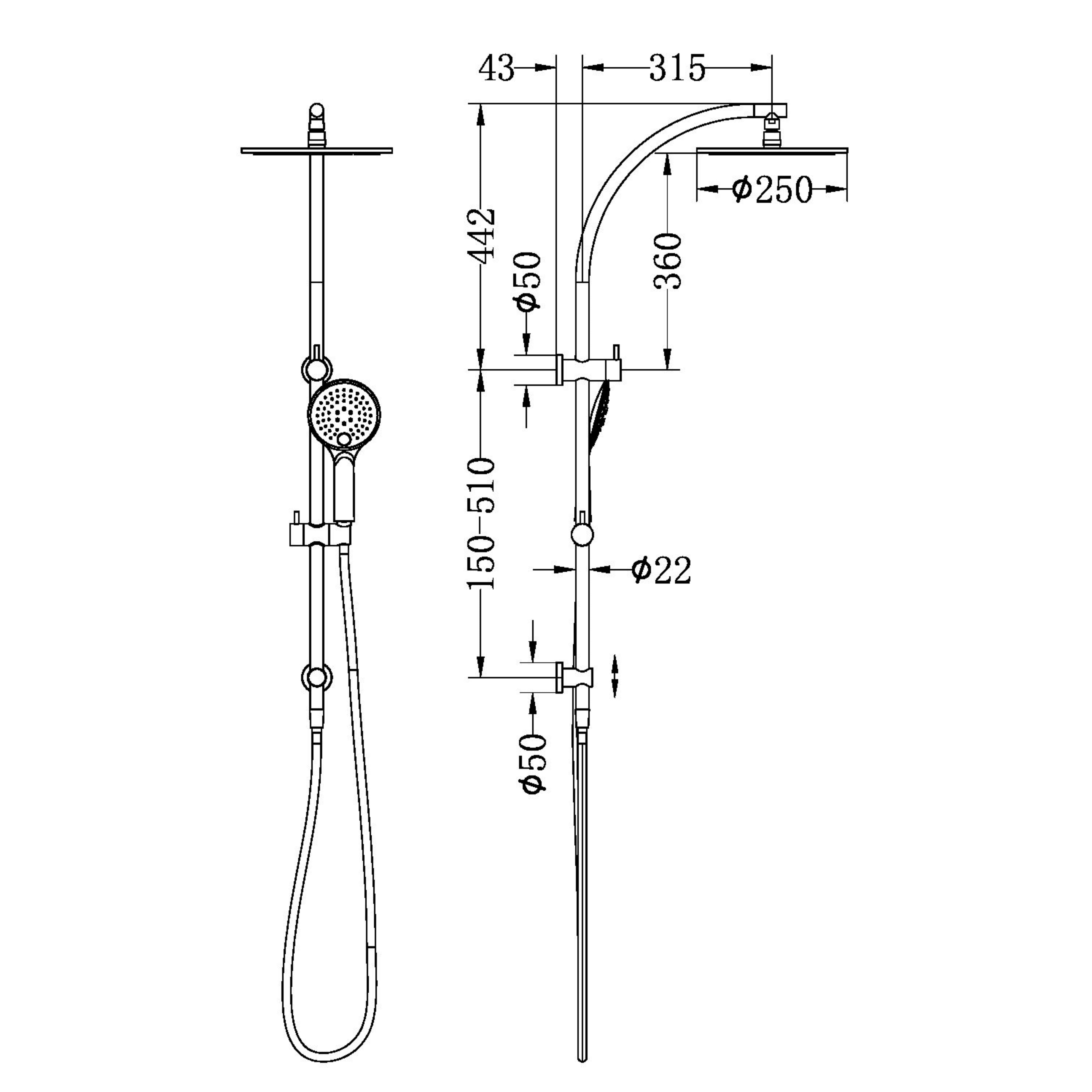 NERO DOLCE TWIN SHOWER CHROME