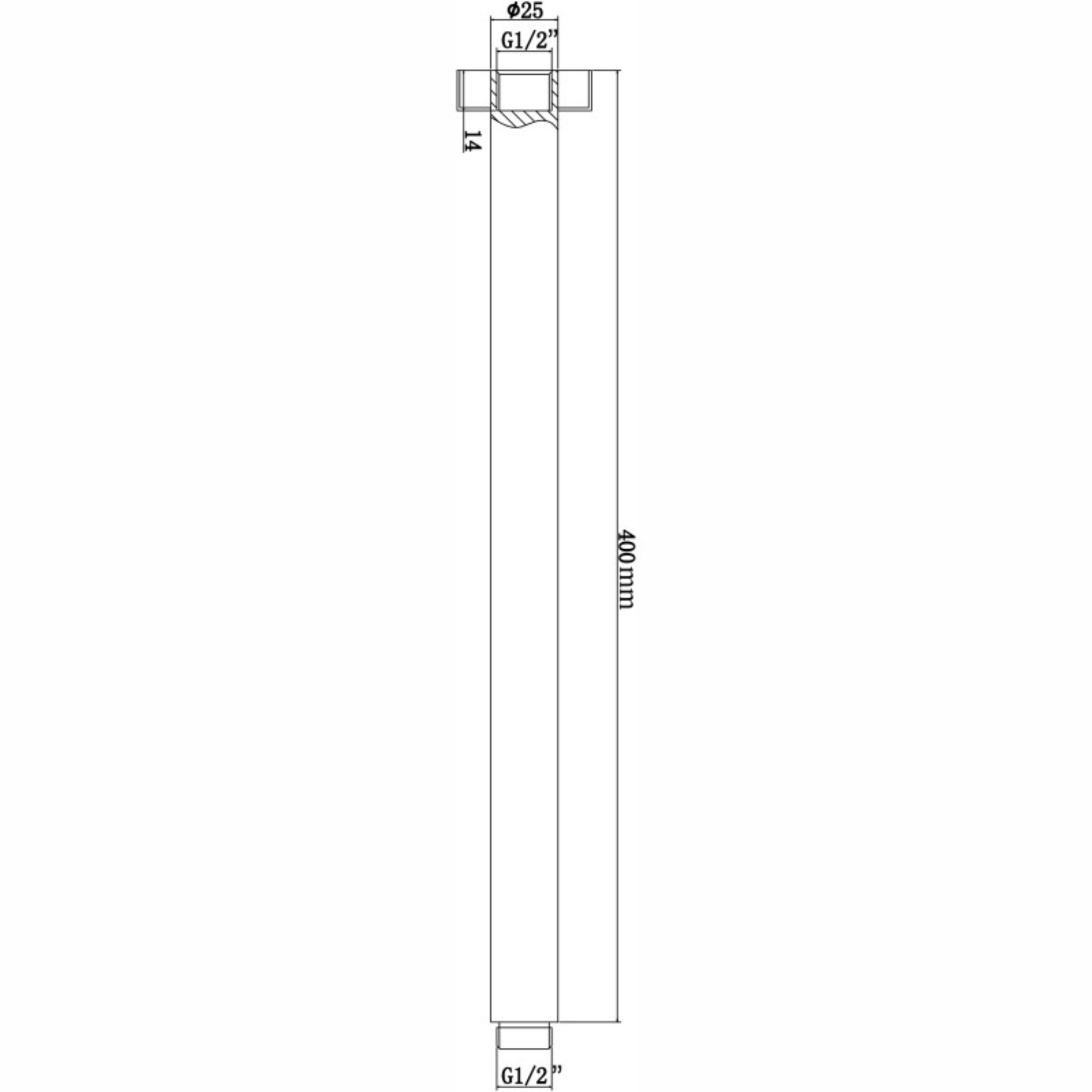 AQUAPERLA ROUND CEILING SHOWER ARM 400MM GUN METAL