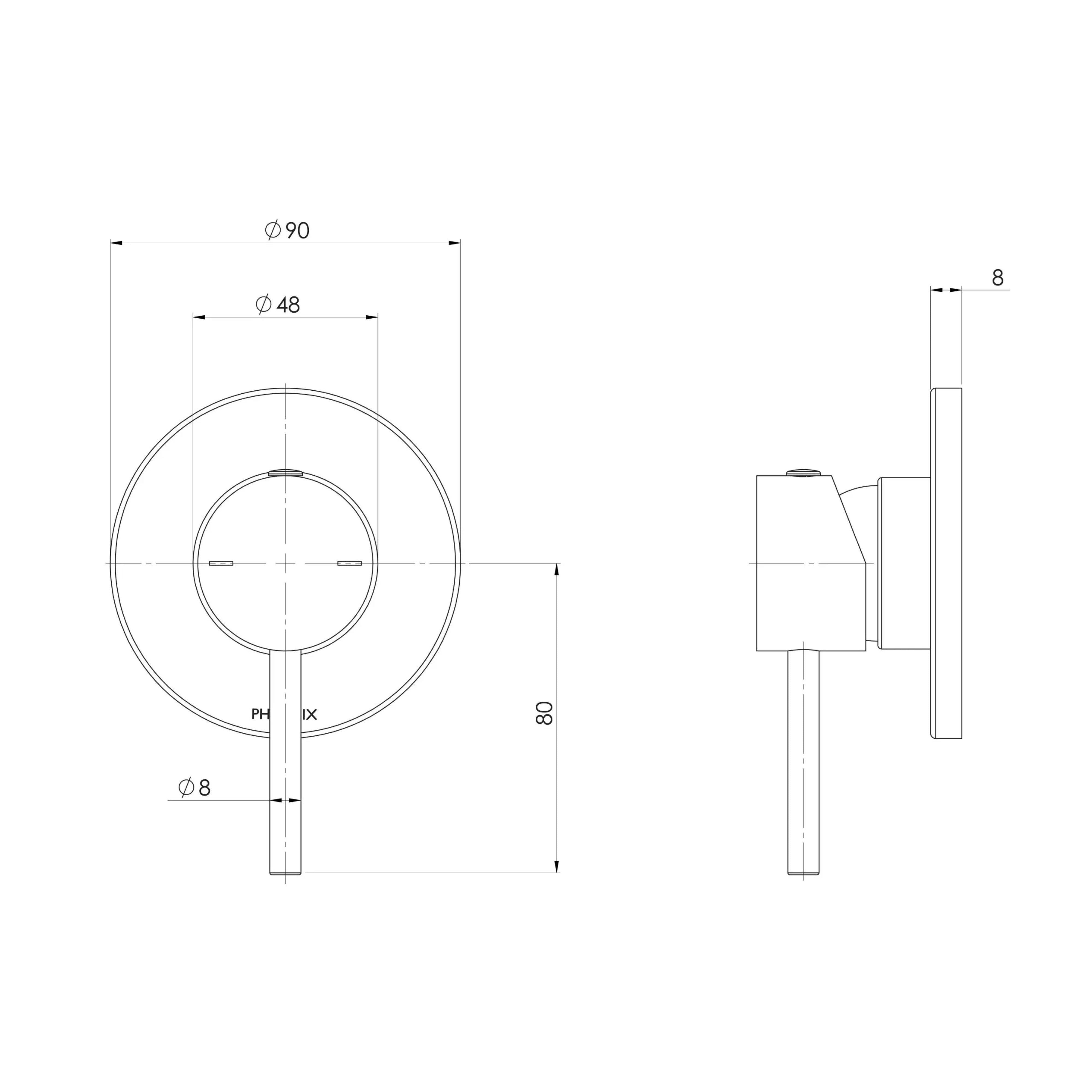 PHOENIX PINA SHOWER AND WALL MIXER 90MM TRIM KIT ONLY CHROME