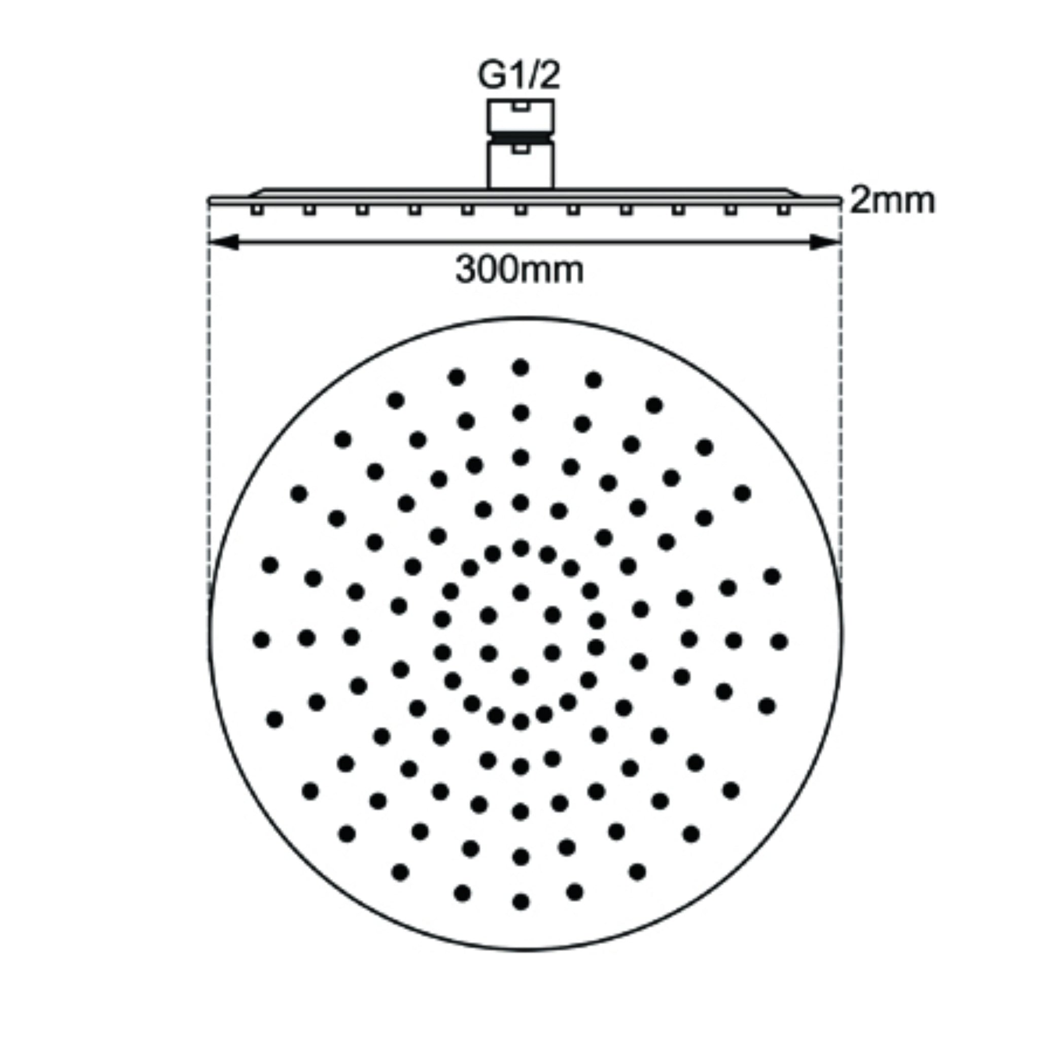 AQUAPERLA ROUND SHOWER HEAD 300MM MATTE BLACK