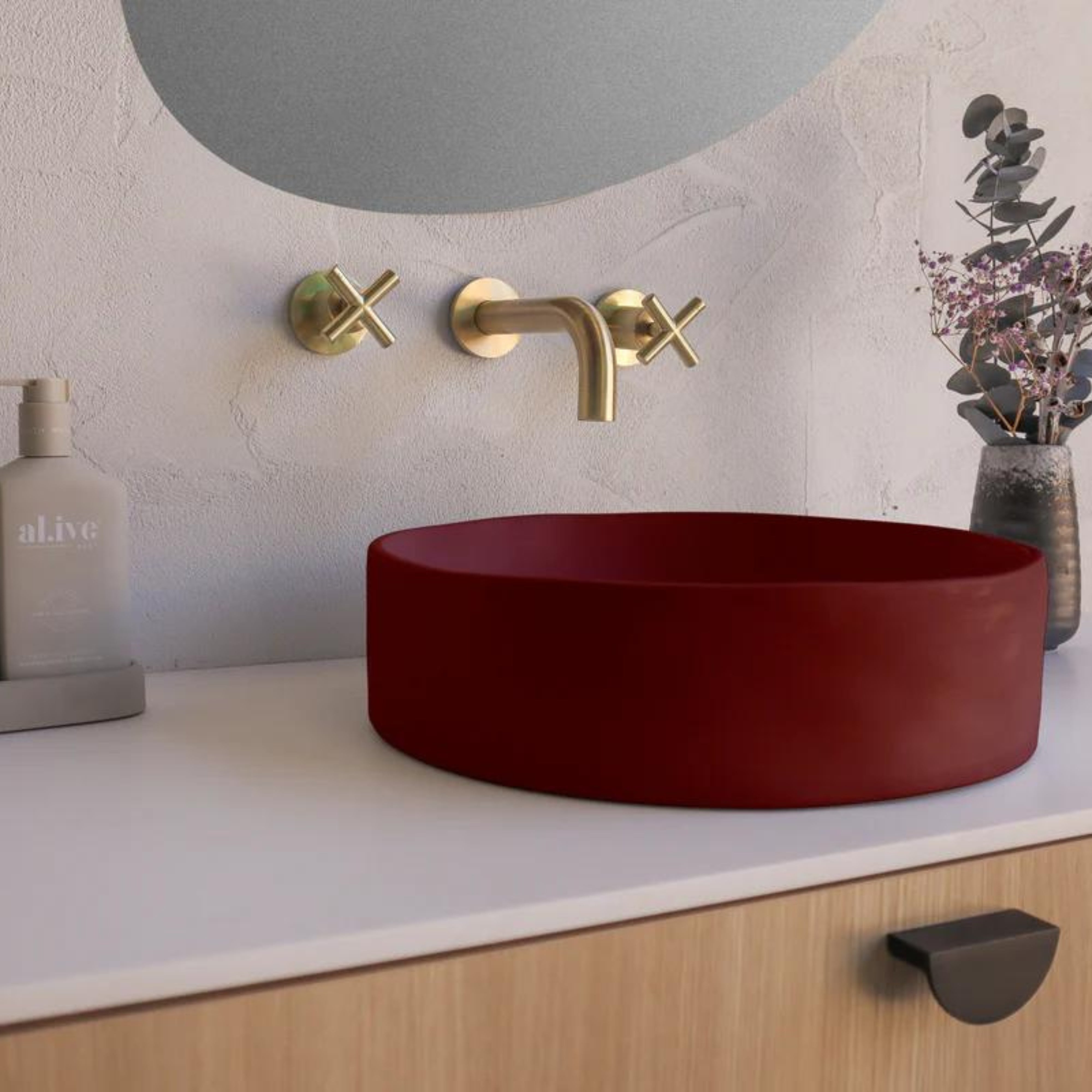 NOOD CO CONSCIOUS RANGE SLIP ABOVE COUNTER / WALL HUNG BASIN CLAY 380MM