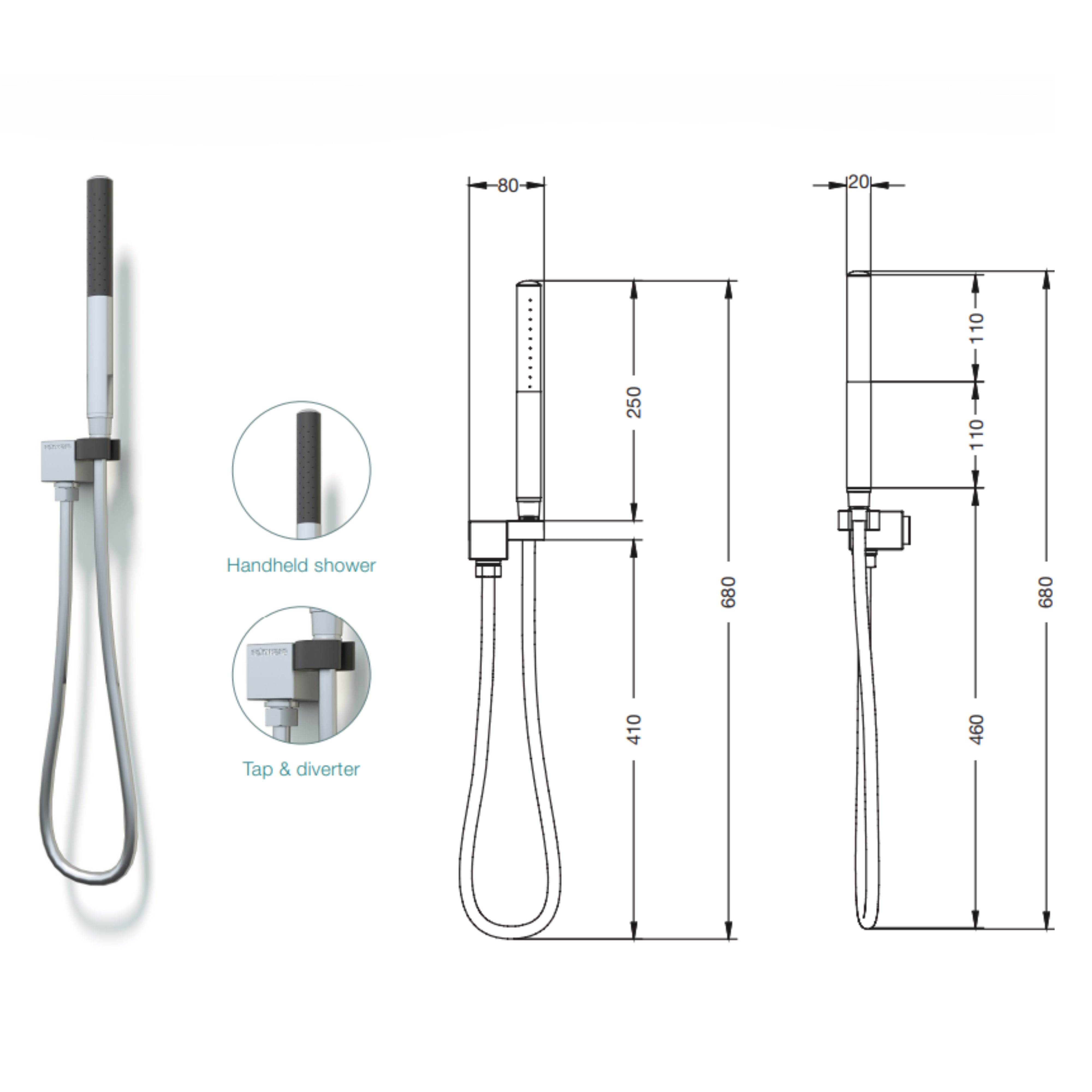 RAINWARE CASTAWAY WALL MOUNTED OUTDOOR HANDHELD SHOWER STAINLESS STEEL