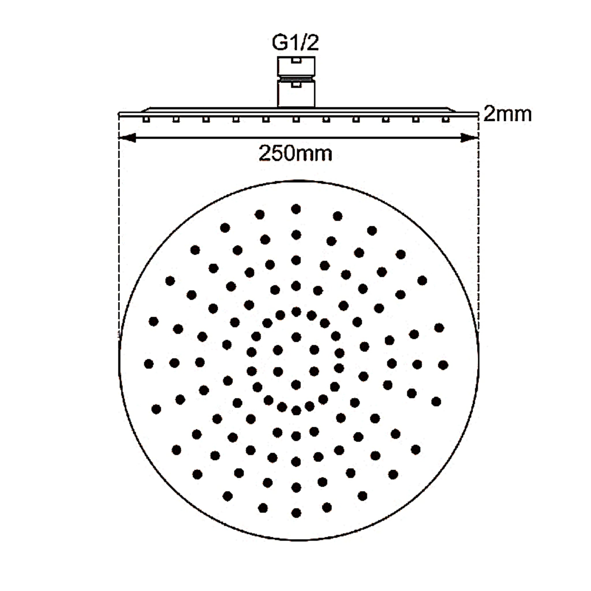 AQUAPERLA ROUND SHOWER HEAD 250MM MATTE BLACK