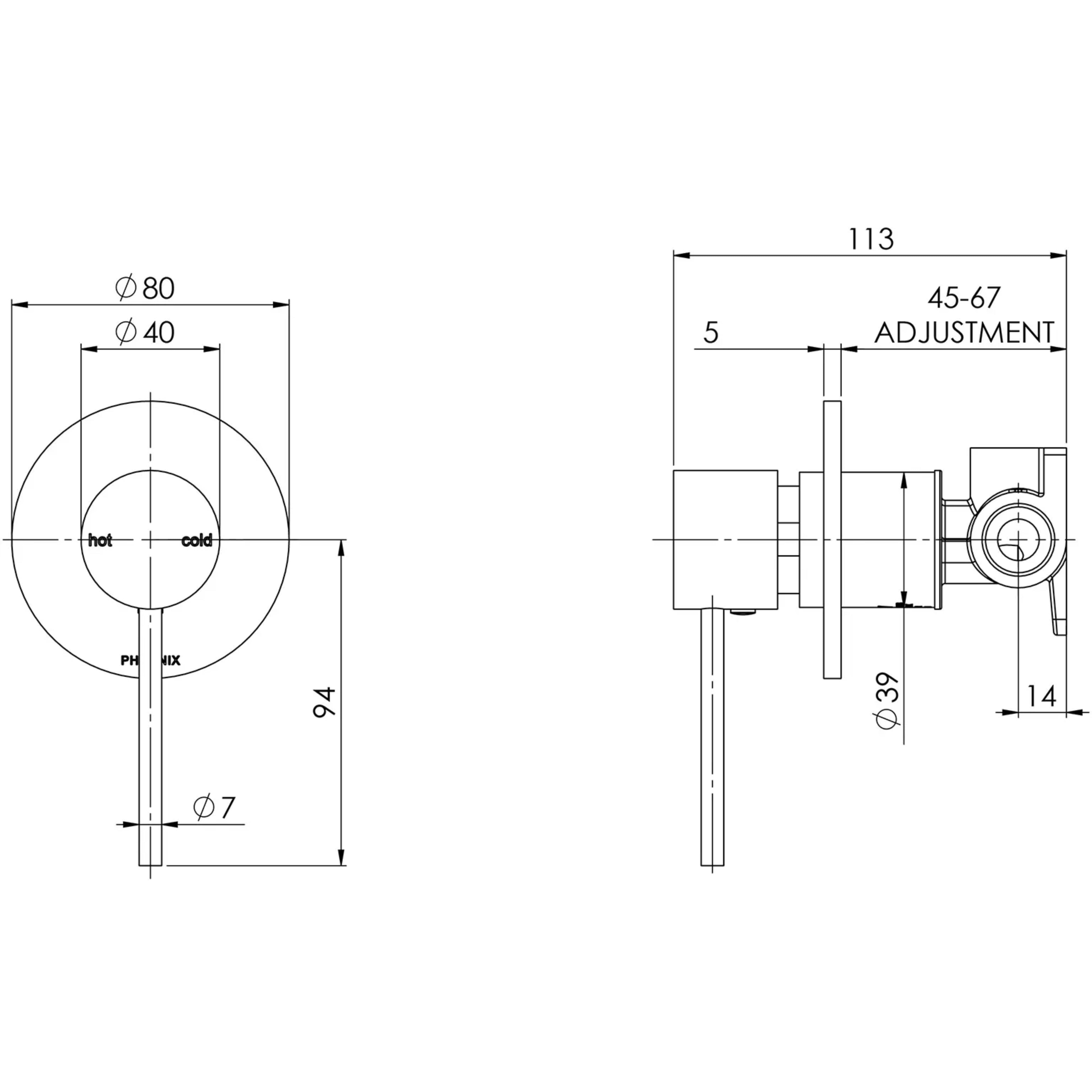 PHOENIX VIVID SLIMLINE SWITCHMIX WALL AND SHOWER MIXER CHROME