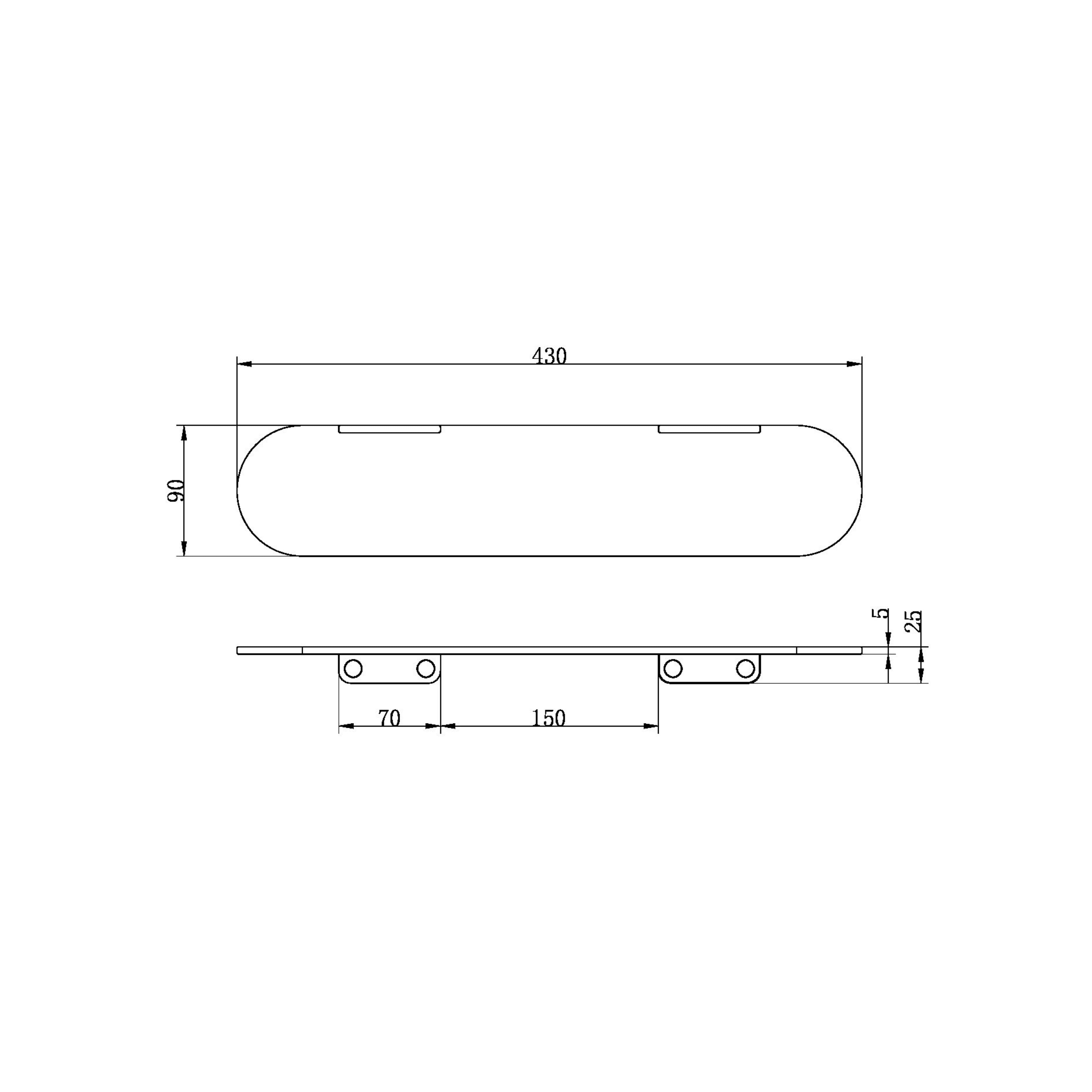 NERO ZEN METAL SHOWER SHELF 430MM BRUSHED NICKEL