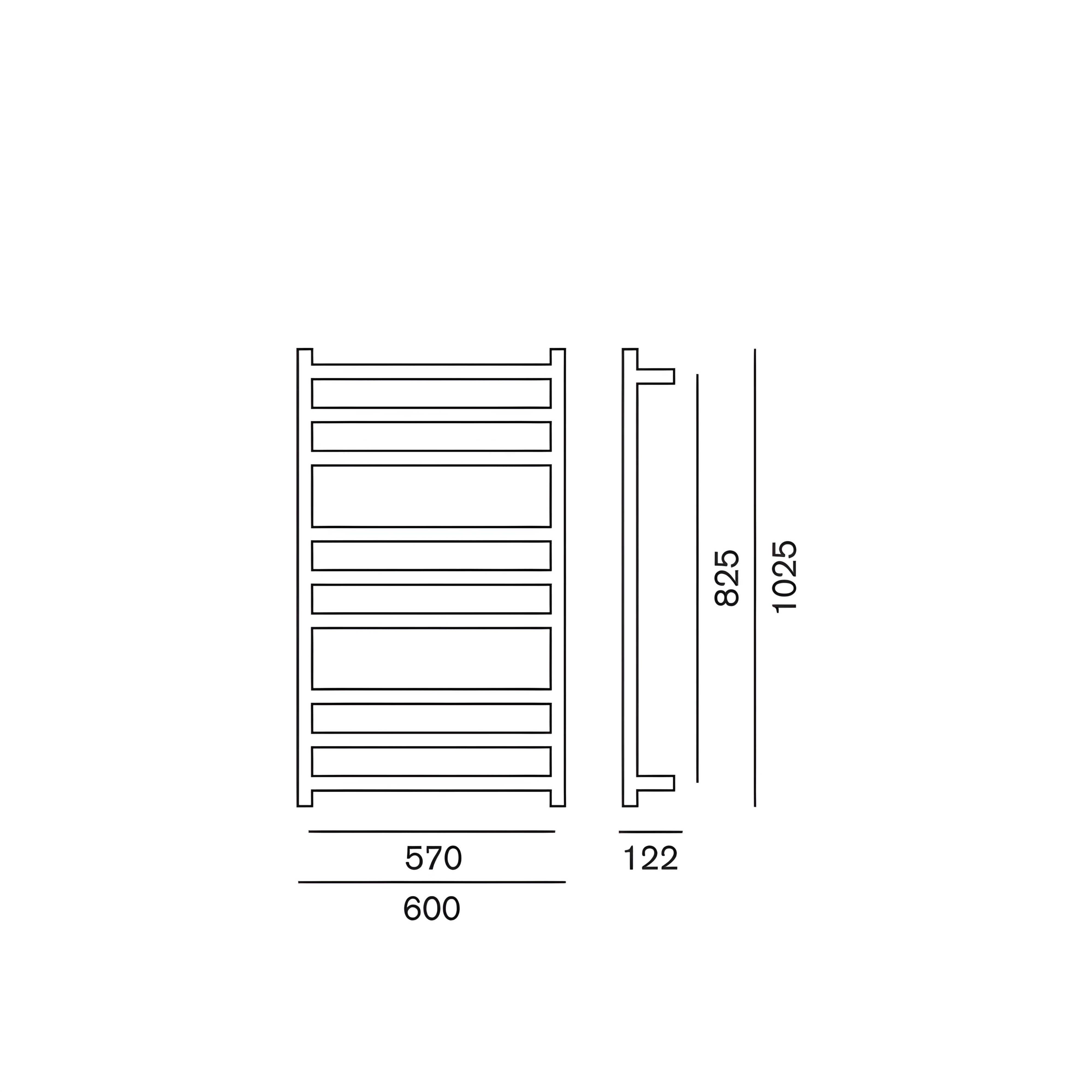 HEIRLOOM GENESIS HEATED TOWEL RAIL STAINLESS STEEL 1025MM