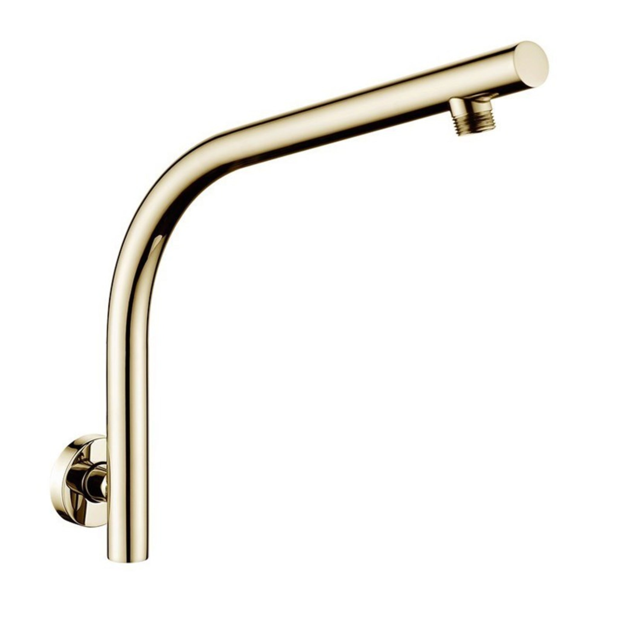 AQUAPERLA GOOSENECK ROUND WALL SHOWER ARM BRUSHED BRASS 350MM