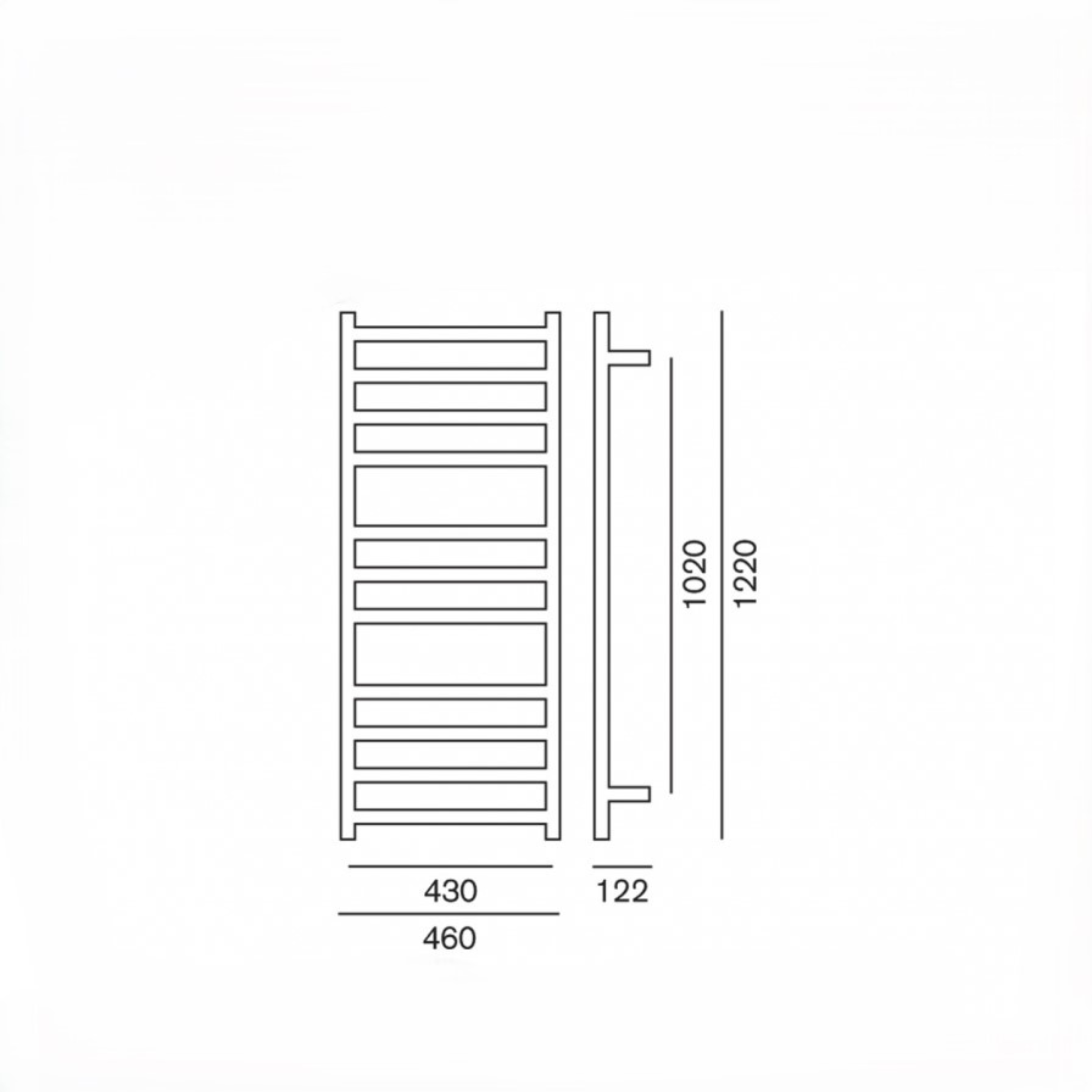 HEIRLOOM GENESIS SLIMLINE HEATED TOWEL RAIL BRUSHED BRASS 1220MM