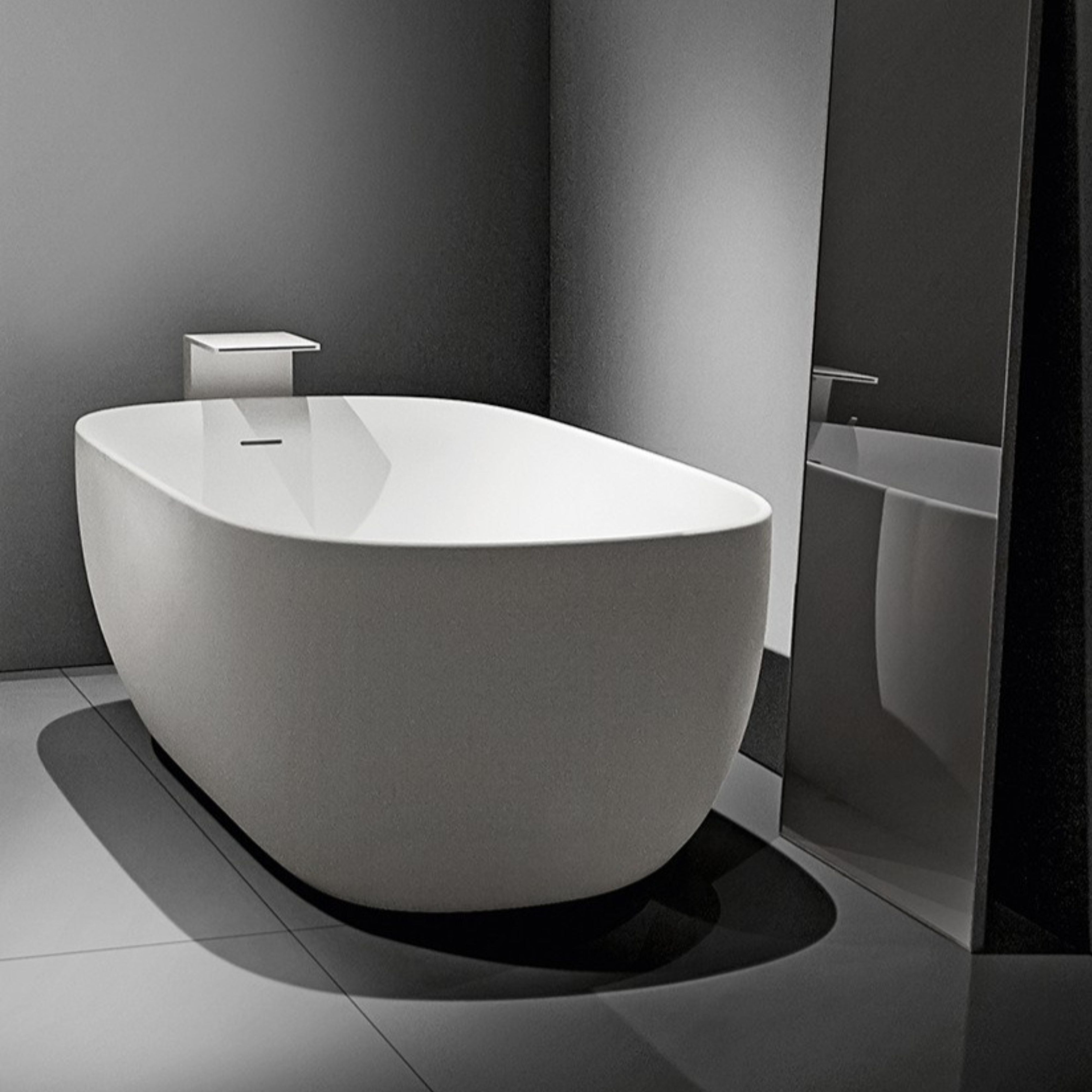 DOMUS LIVING FIUME FREESTANDING BATHTUB WITH OVERFLOW MATTE WHITE 1600MM