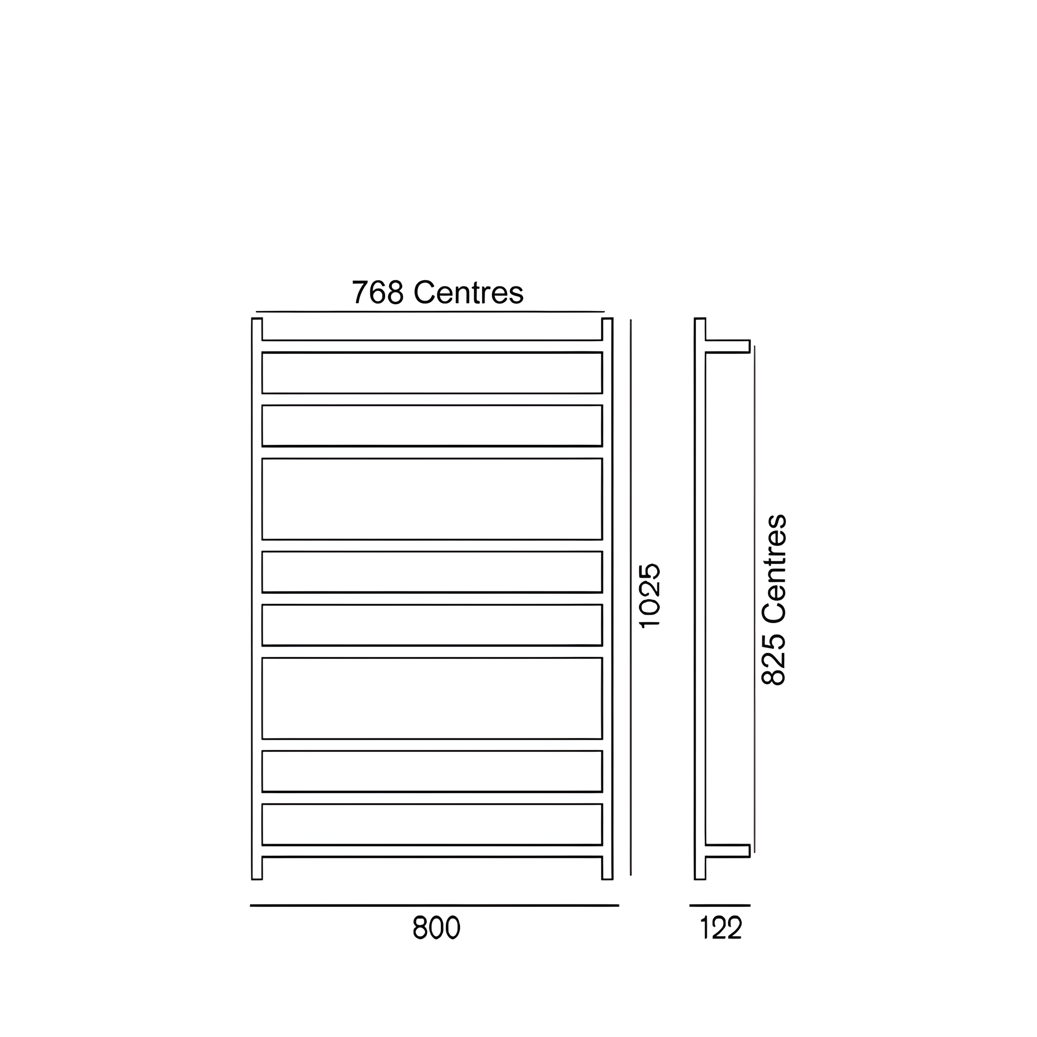 HEIRLOOM GENESIS EXTENDED HEATED TOWEL RAIL STAINLESS STEEL 1025MM