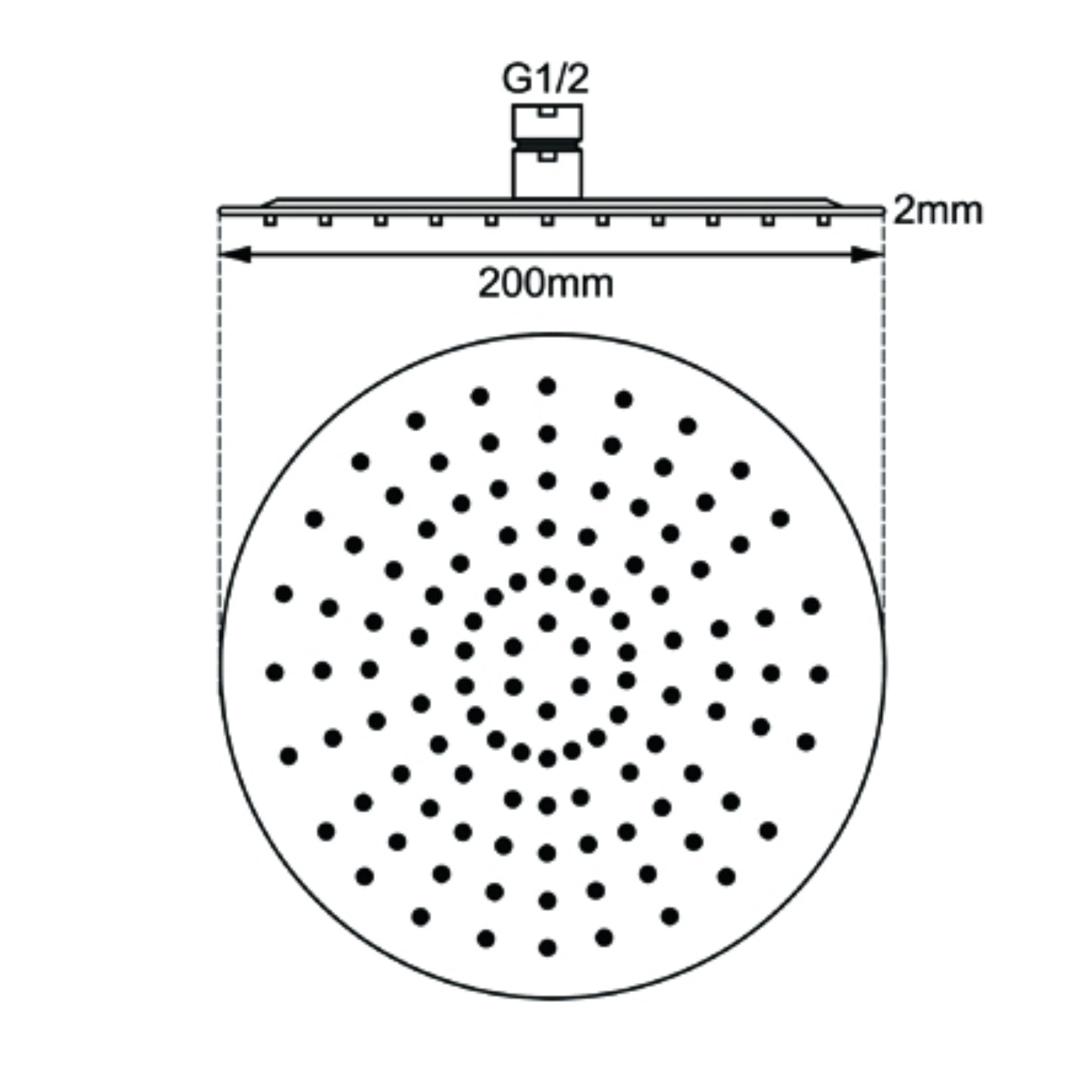 AQUAPERLA STAINLESS STEEL ROUND SHOWER HEAD 200MM CHROME