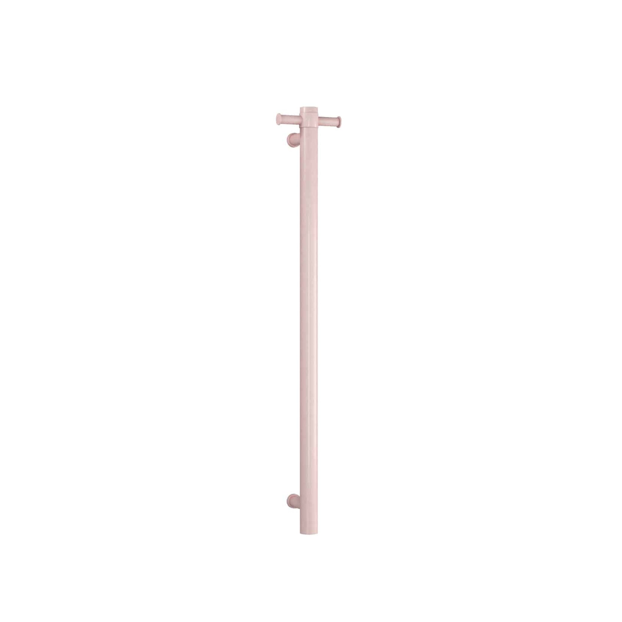 THERMOGROUP ROUND VERTICAL HEATED SINGLE TOWEL RAIL DUSTY PINK PASTEL 900MM