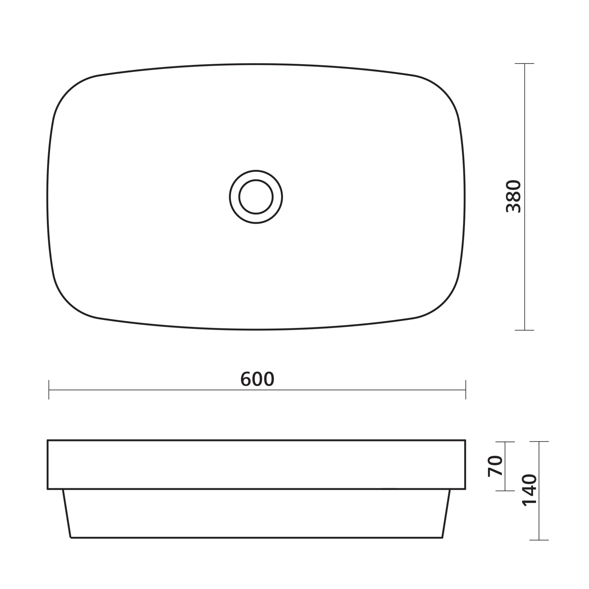 SEIMA OBELLO 555 SEMI-INSET BASIN GLOSS WHITE 600MM