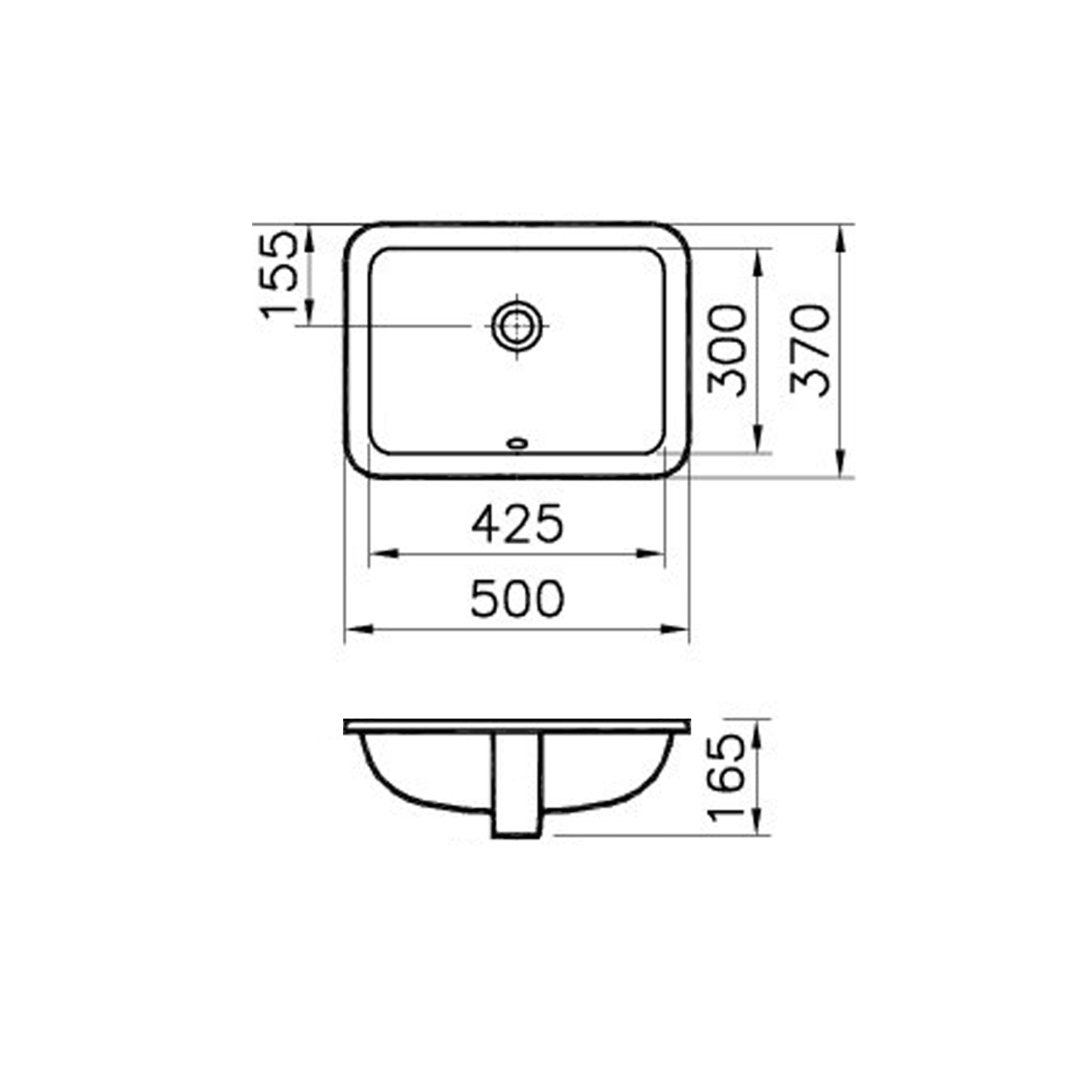 SEIMA LIMNI 430 UNDER COUNTER BASIN WITH OVERFLOW GLOSS WHITE 500MM