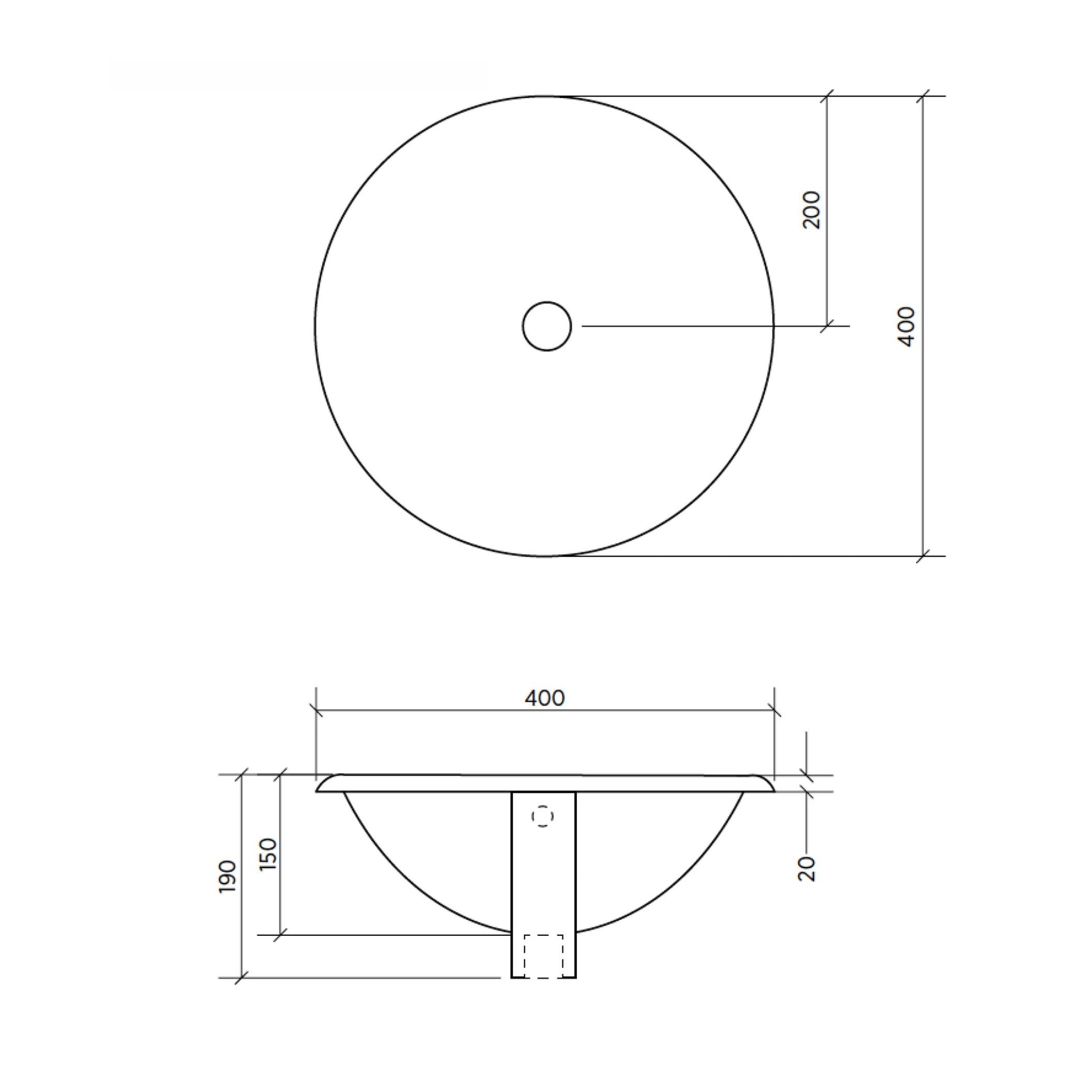 SEIMA SYROS 213 INSET BASIN WITH OVERFLOW GLOSS WHITE 400MM