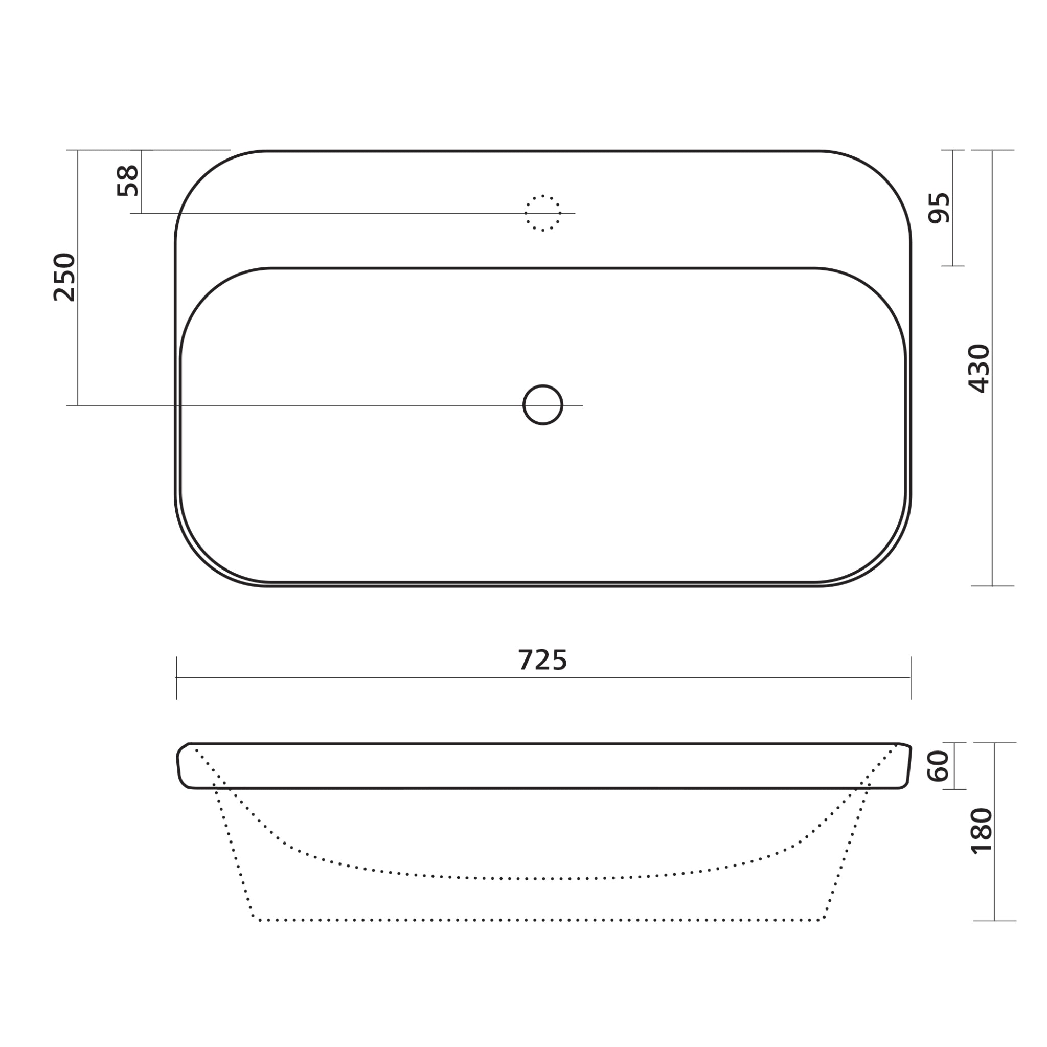 SEIMA LIMNI 725 INSET BASIN GLOSS WHITE 725MM