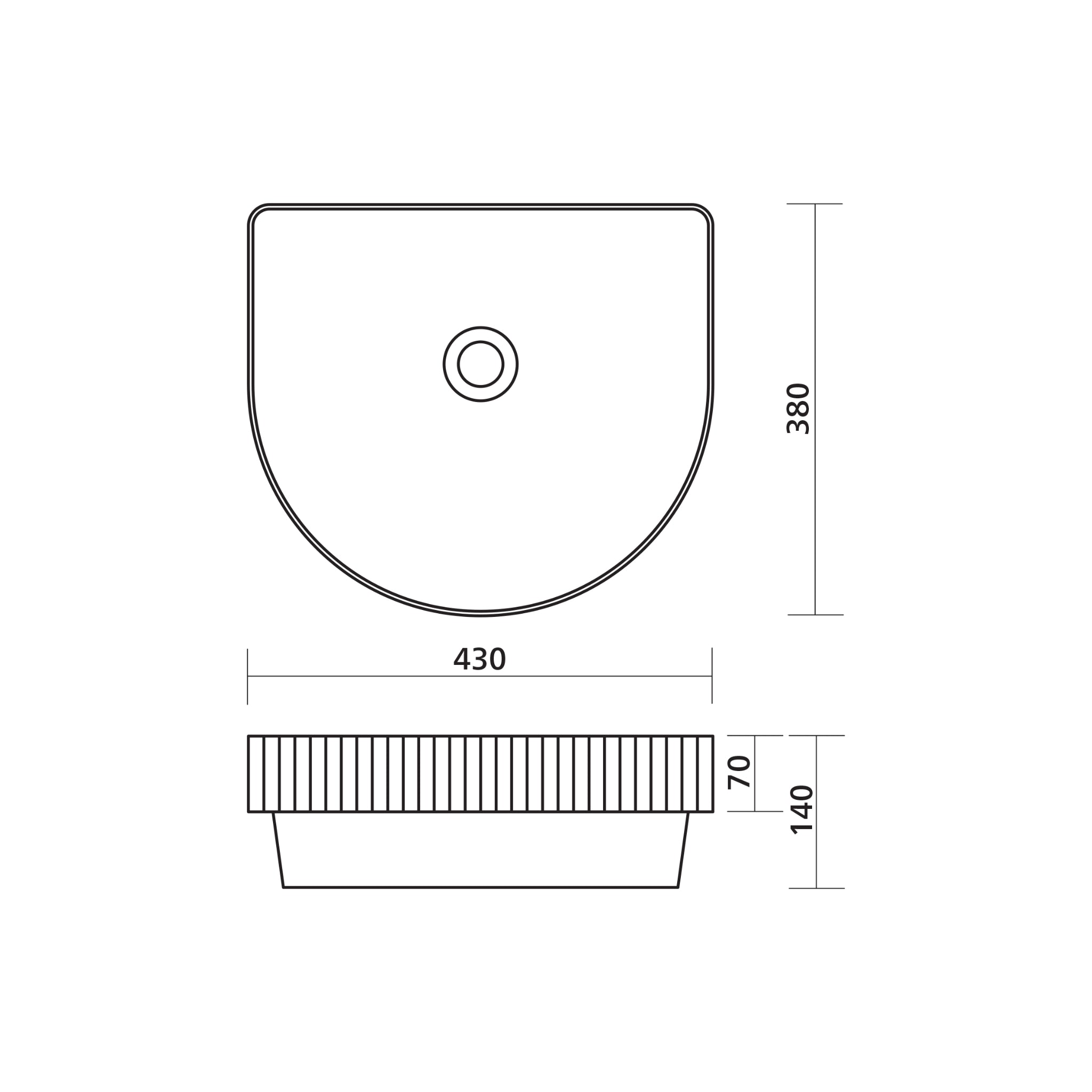 SEIMA CLEO 430 SEMI-INSET BASIN GLOSS WHITE 430MM