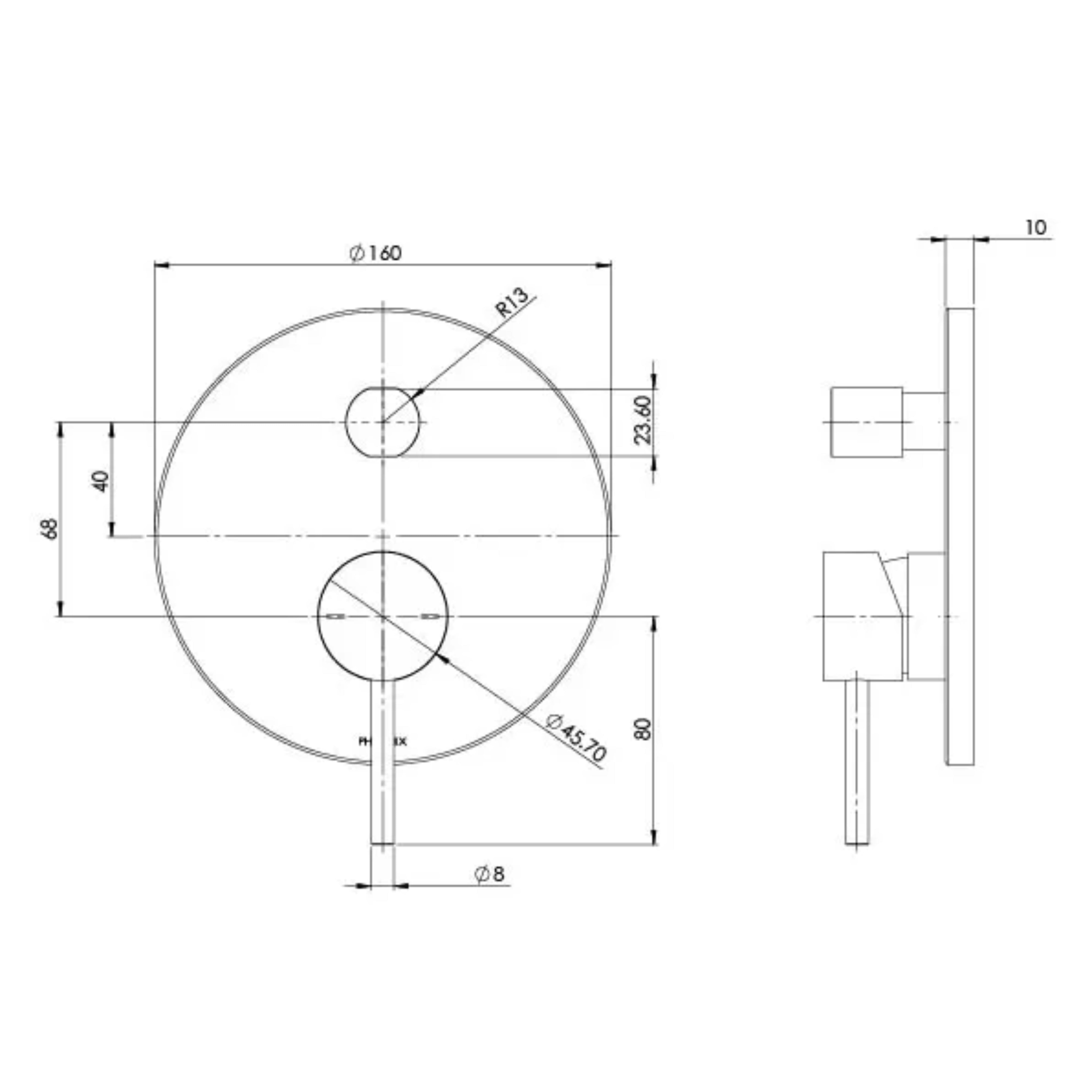 PHOENIX PINA SHOWER AND BATH DIVERTER MIXER TRIM KIT ONLY BRUSHED NICKEL