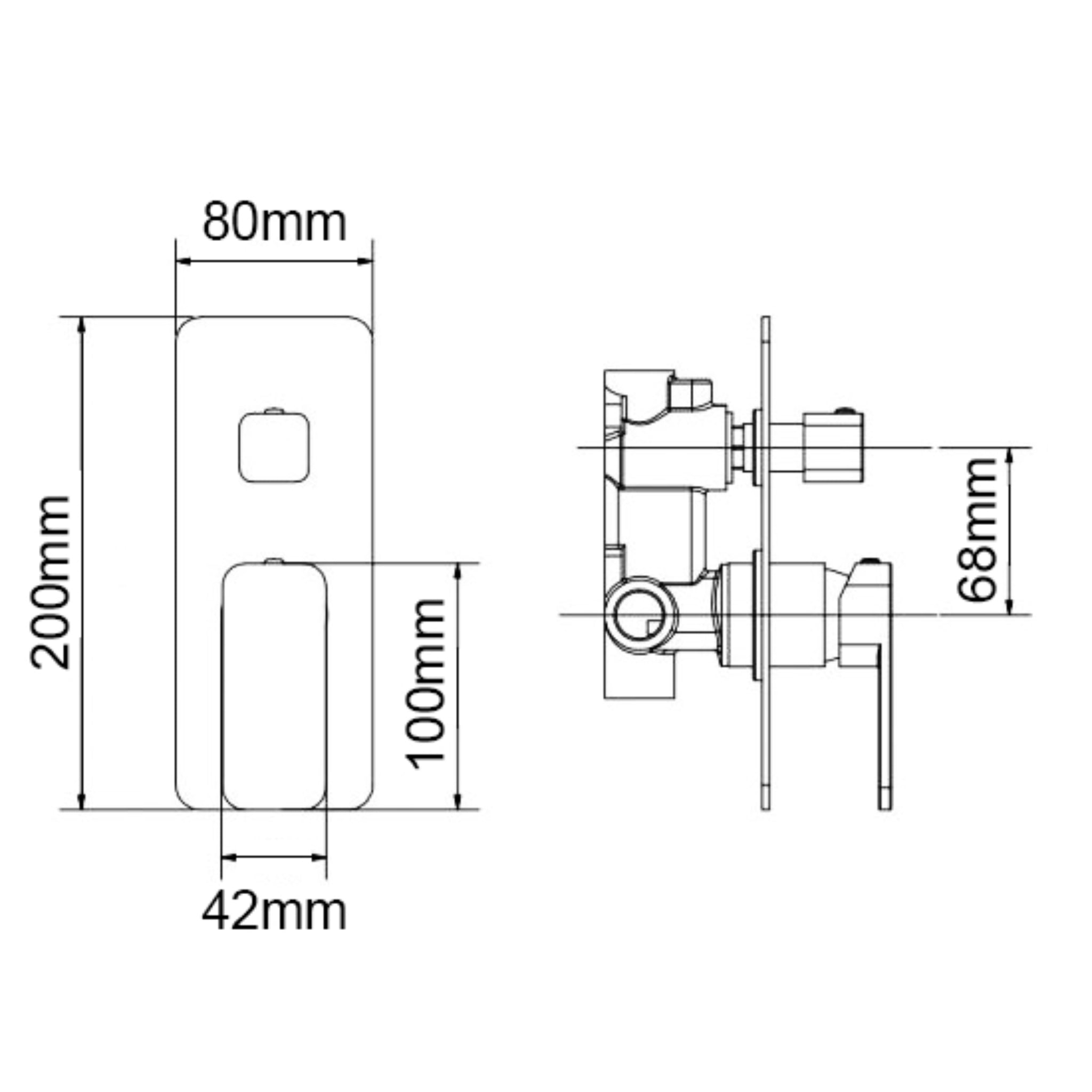 AQUAPERLA IVANO WALL MIXER WITH DIVERTER 200MM MATTE BLACK