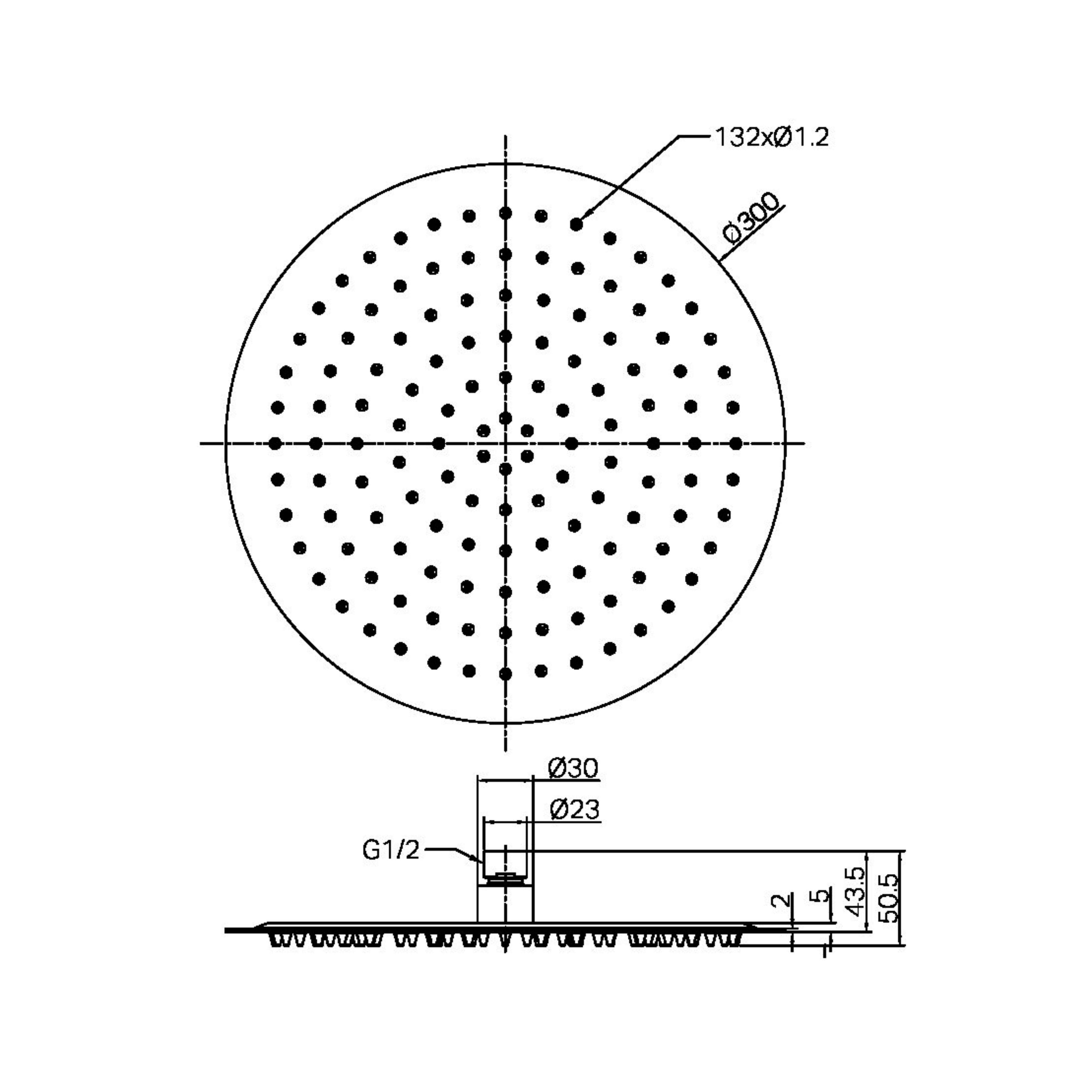 NERO ZEN ROUND SHOWER HEAD 300MM GRAPHITE