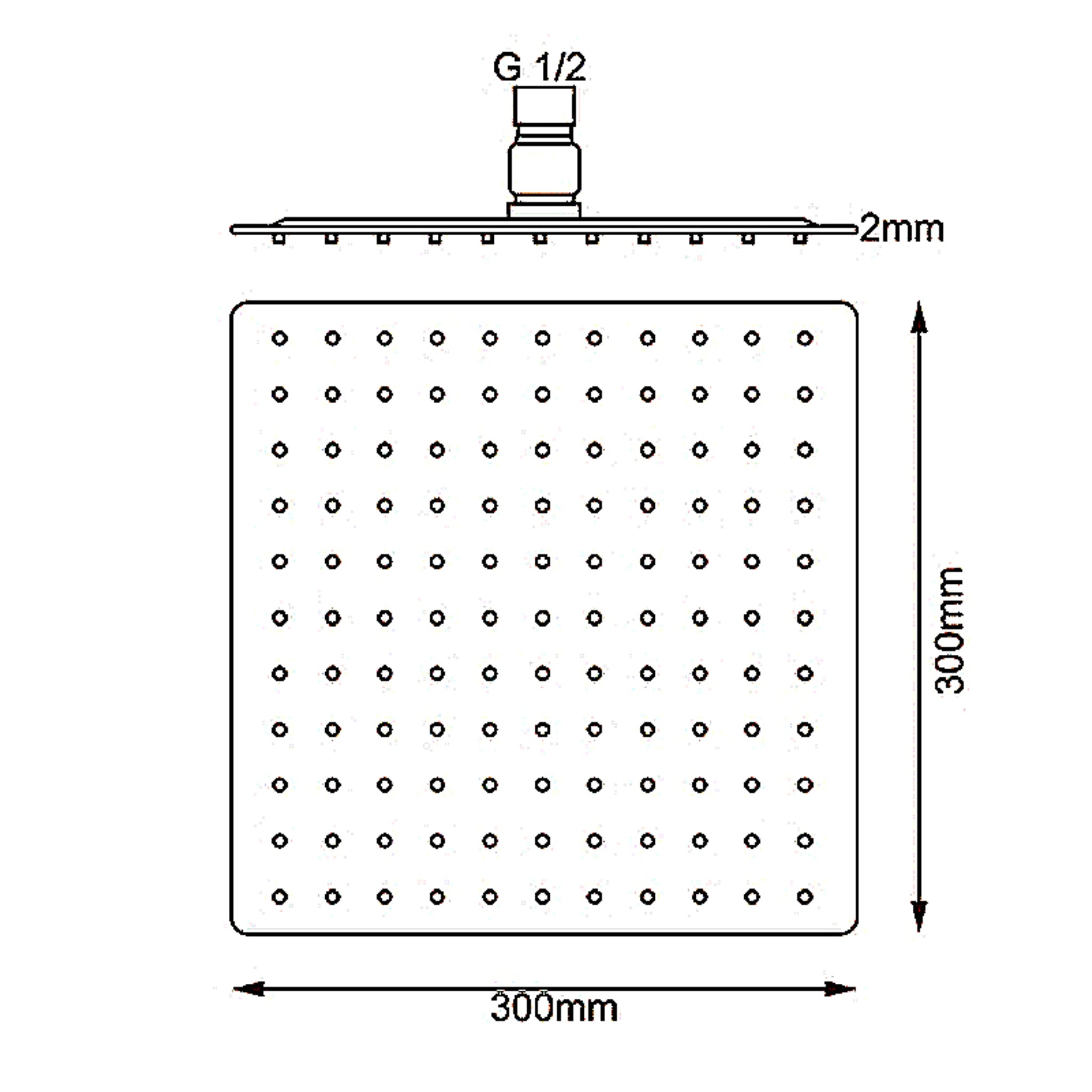 AQUAPERLA SQUARE SHOWER HEAD 300MM CHROME