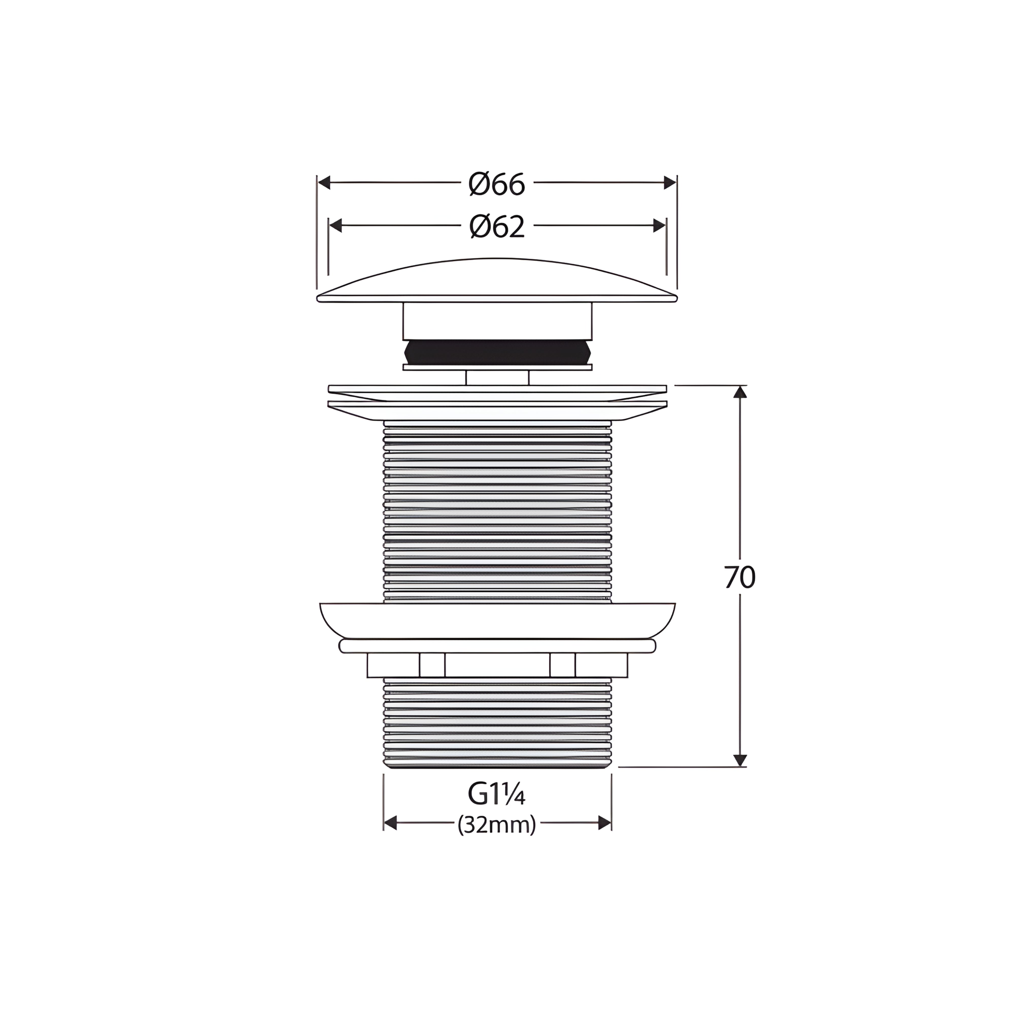 FIENZA POP-UP/POP-DOWN NON-OVERFLOW BASIN WASTE 32MM CHROME