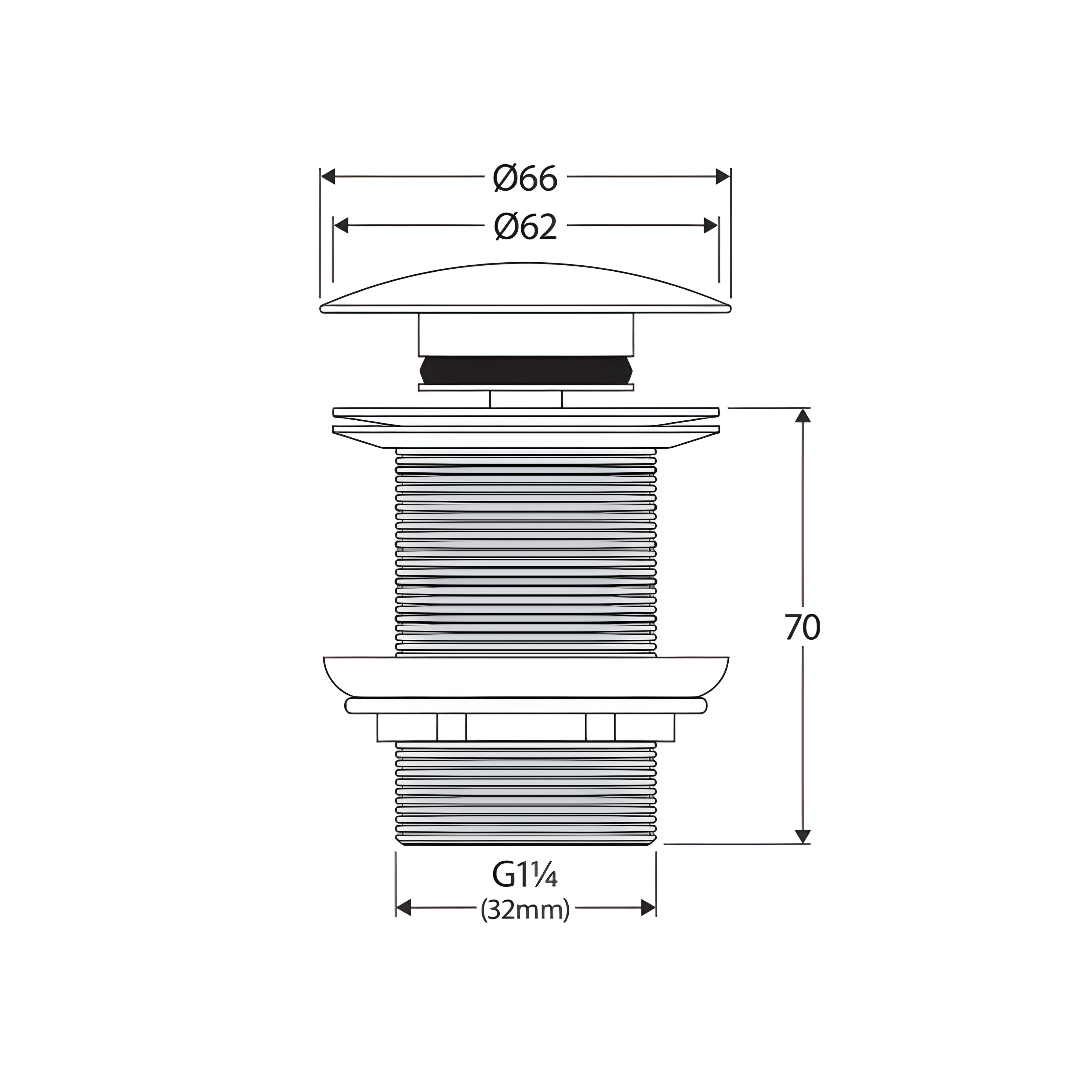 FIENZA POP-UP/POP-DOWN NON-OVERFLOW BASIN WASTE 32MM MATTE OLIVE