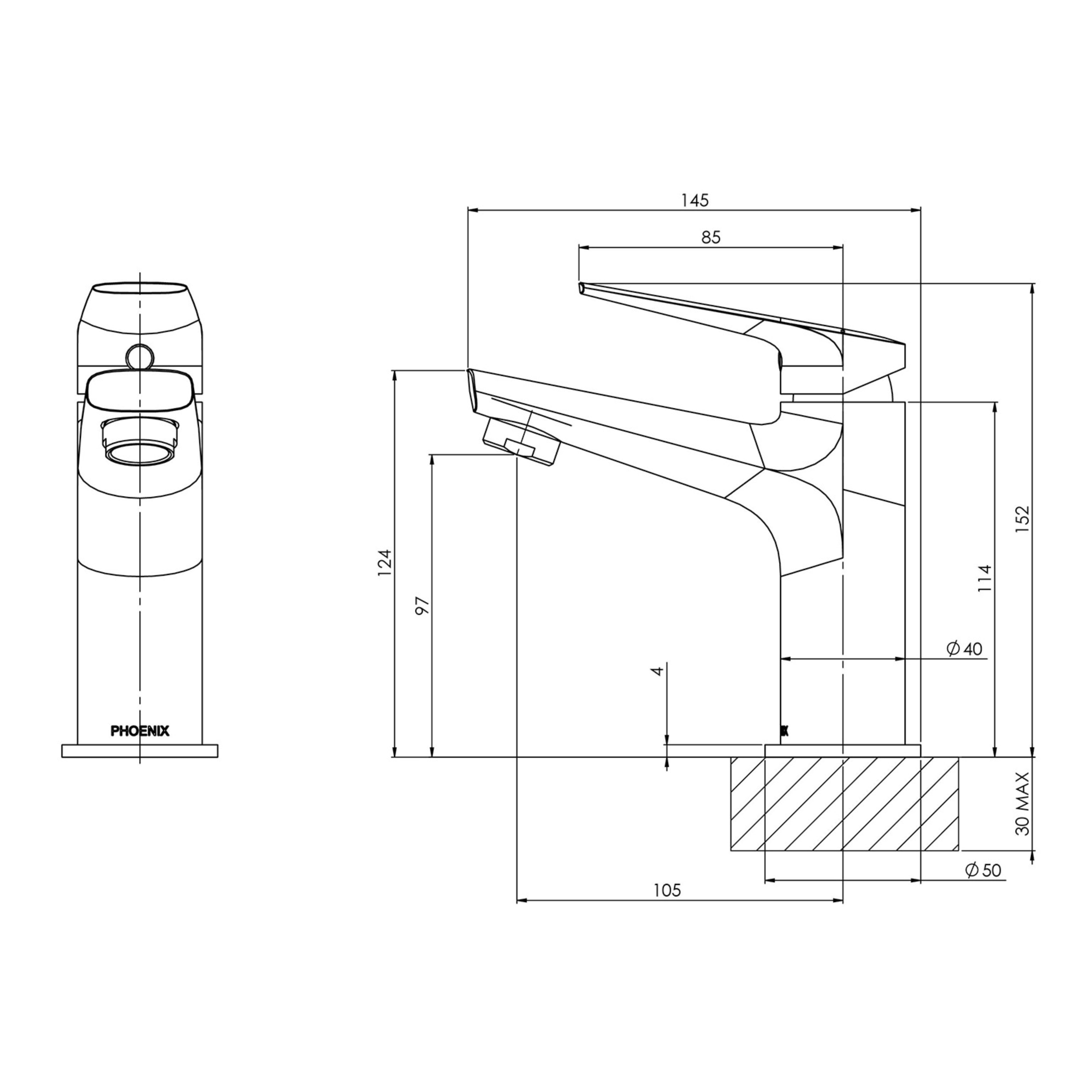 PHOENIX ARLO BASIN MIXER 152MM BRUSHED GOLD