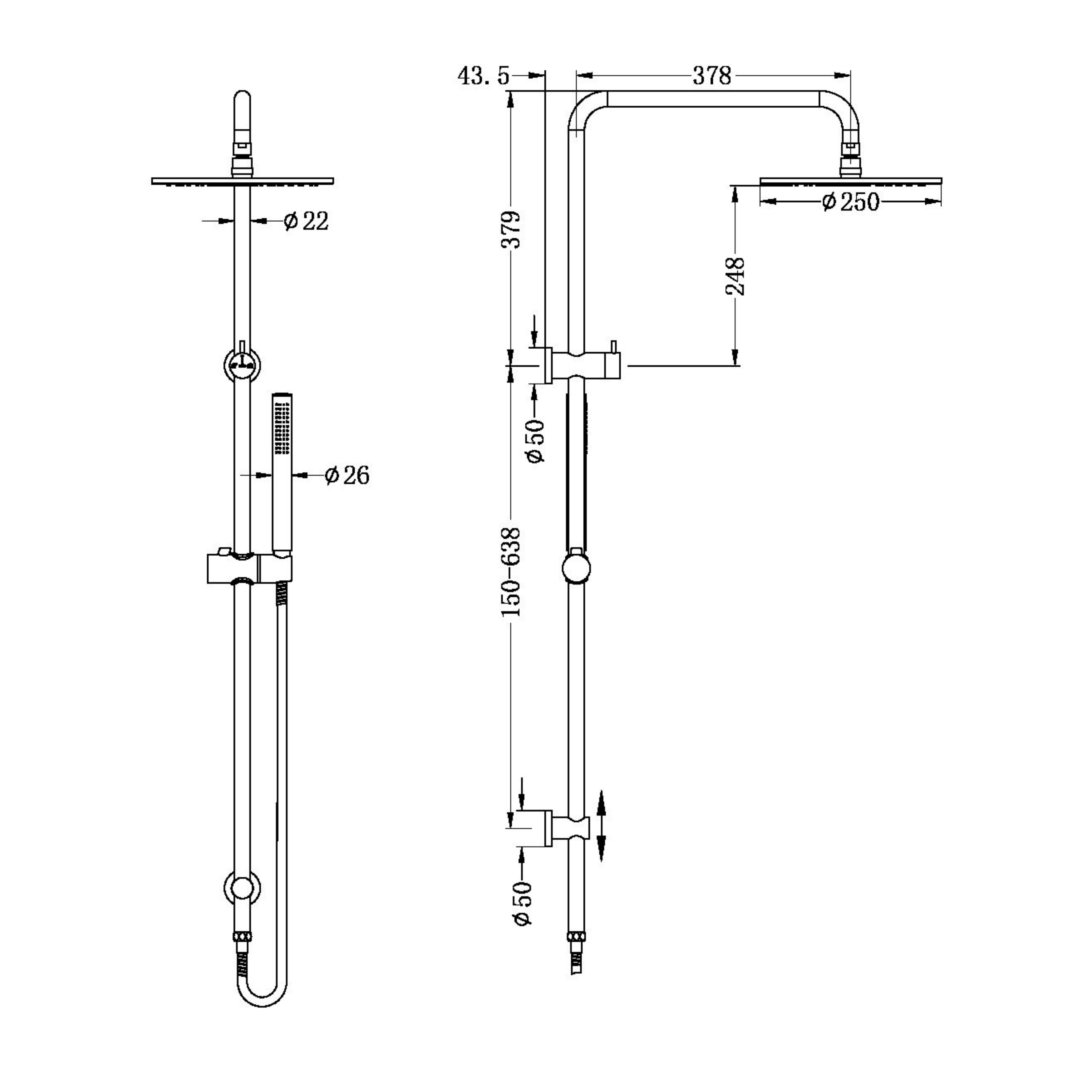 NERO DOLCE ROUND TWIN SHOWER WITH SLIM HAND SHOWER CHROME