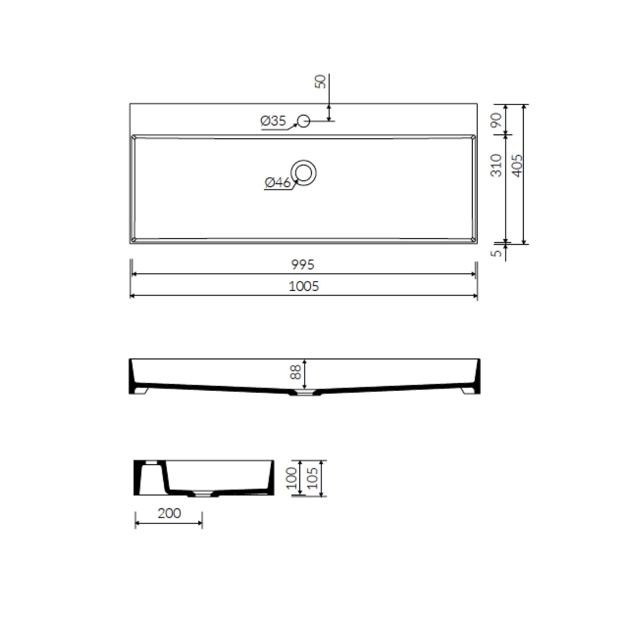 SEIMA TAVI 1005 ABOVE COUNTER STONE BASIN MATTE WHITE 1005MM