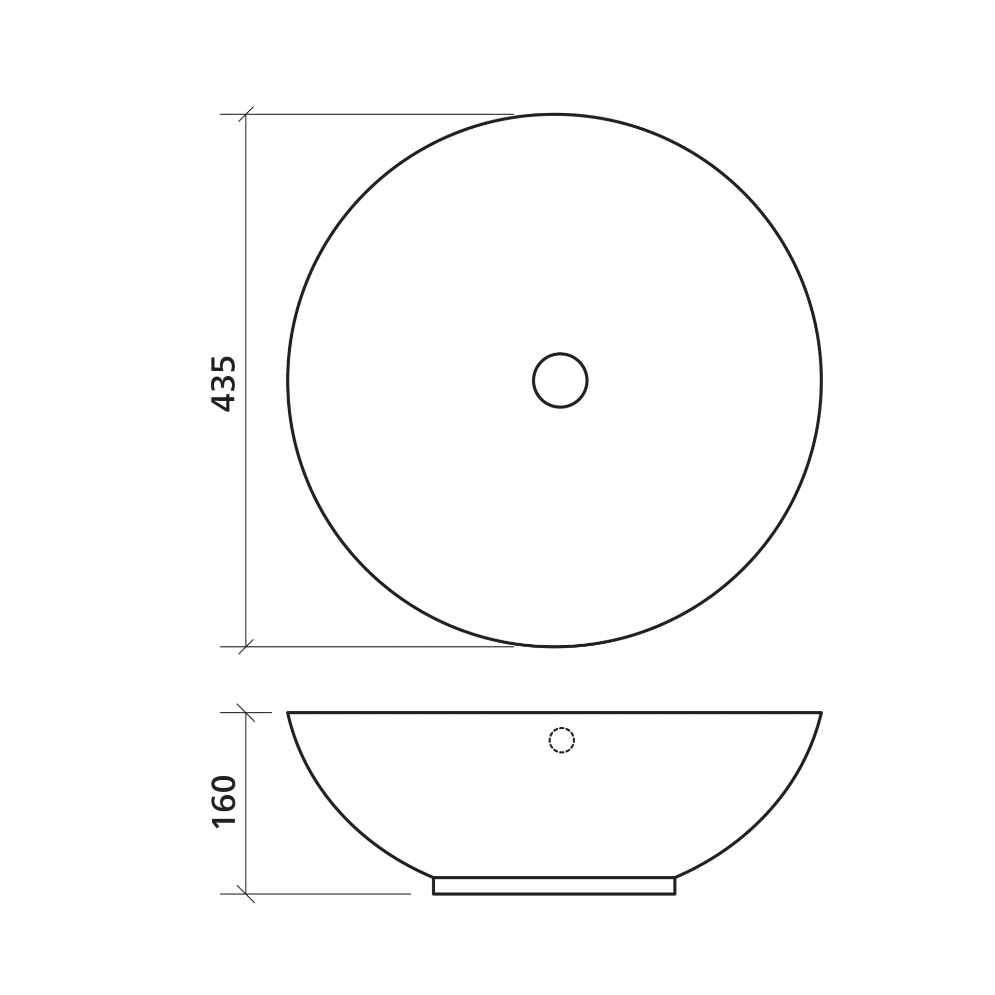 SEIMA SYROS 435 ABOVE COUNTER BASIN WITH OVERFLOW GLOSS WHITE 435MM