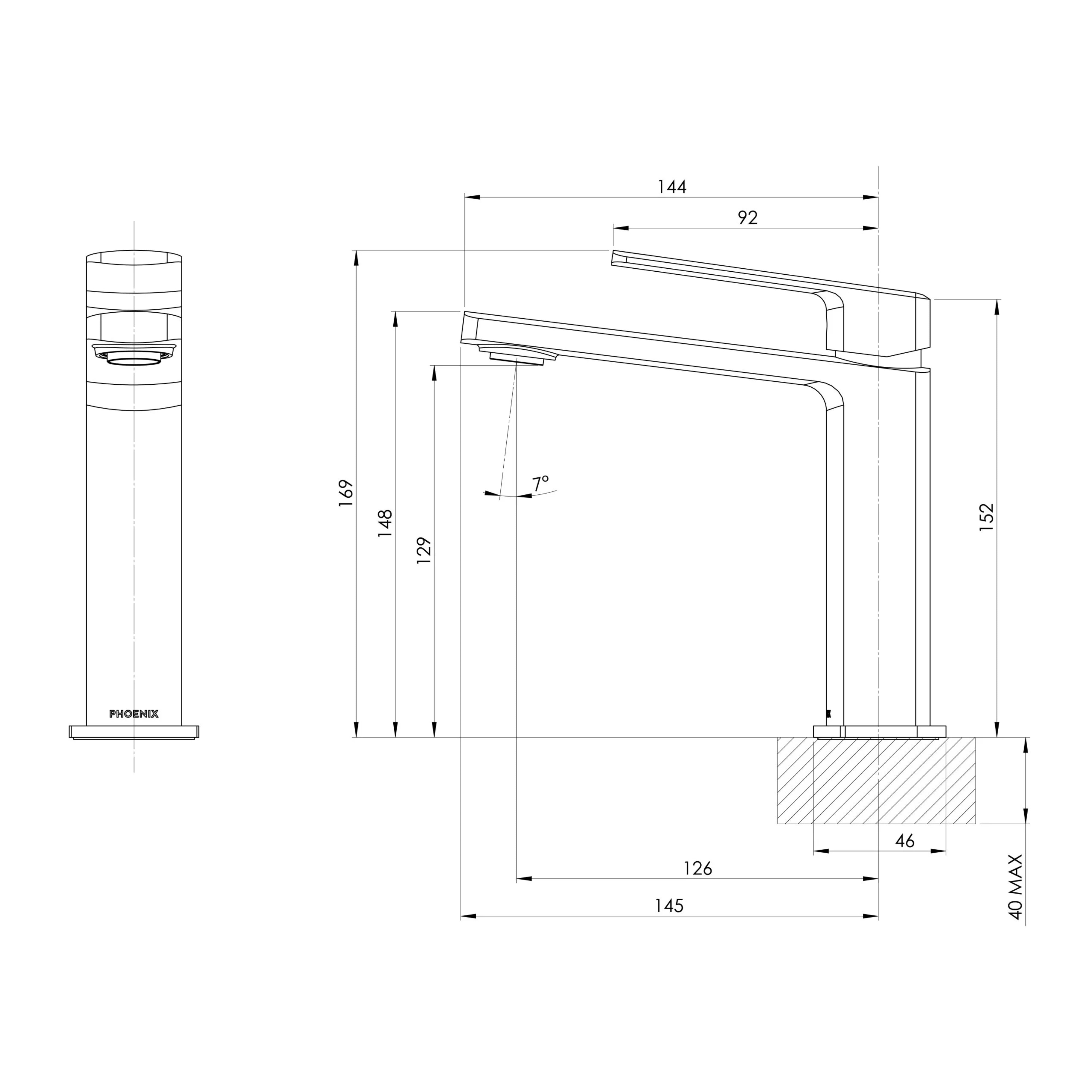 PHOENIX ENVIRO316 BASIN MIXER 169MM STAINLESS STEEL