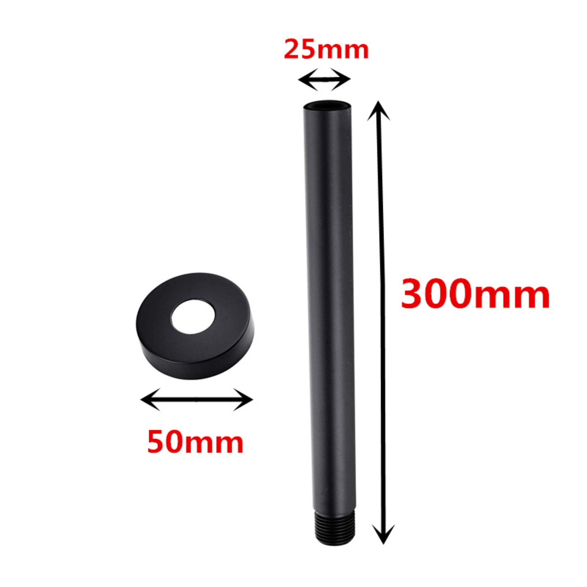 AQUAPERLA ROUND CEILING SHOWER ARM 300MM BLACK