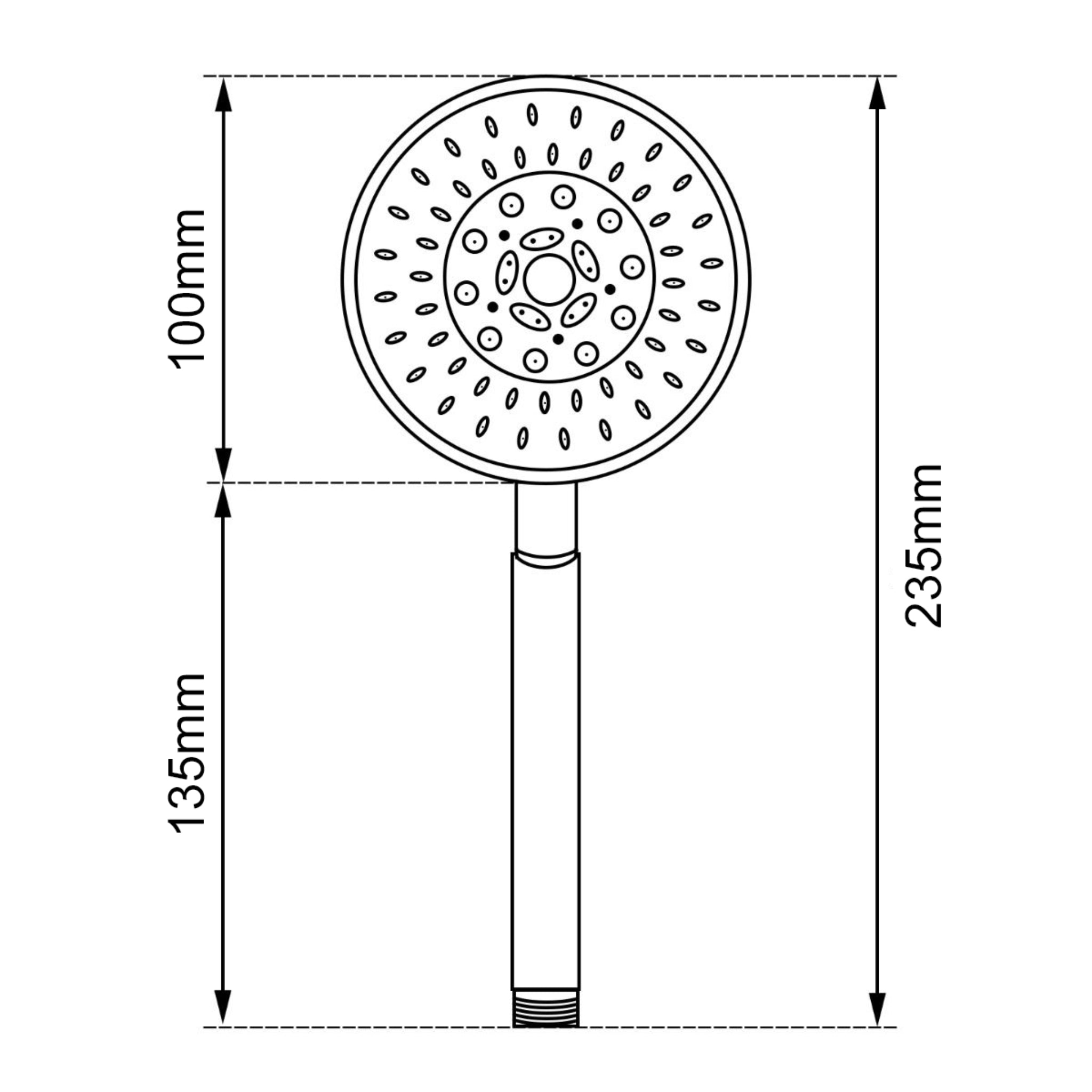 AQUAPERLA ROUND HANDHELD SHOWER HEAD 235MM MATTE BLACK