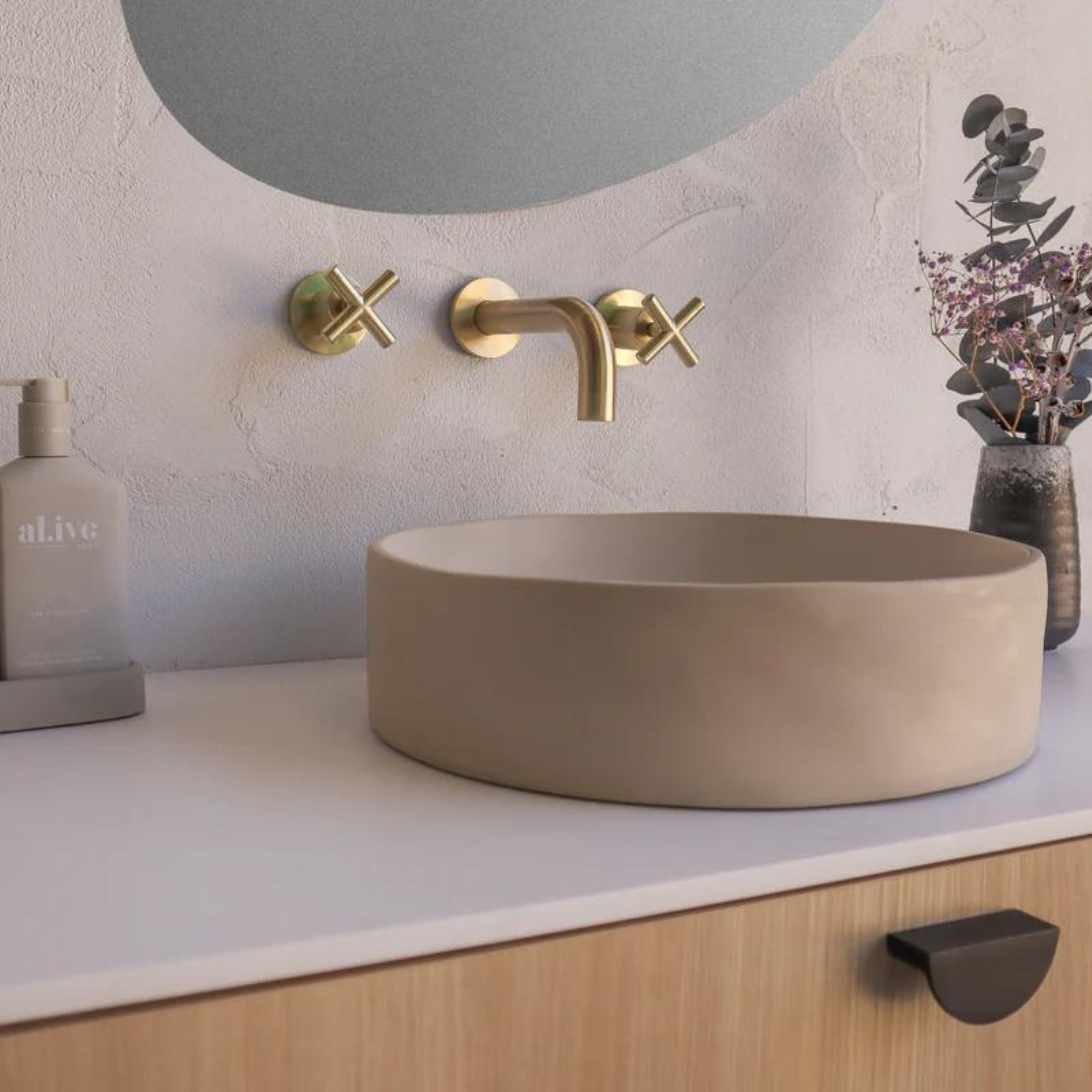 NOOD CO CONSCIOUS RANGE SLIP ABOVE COUNTER / WALL HUNG BASIN MUSHROOM 380MM