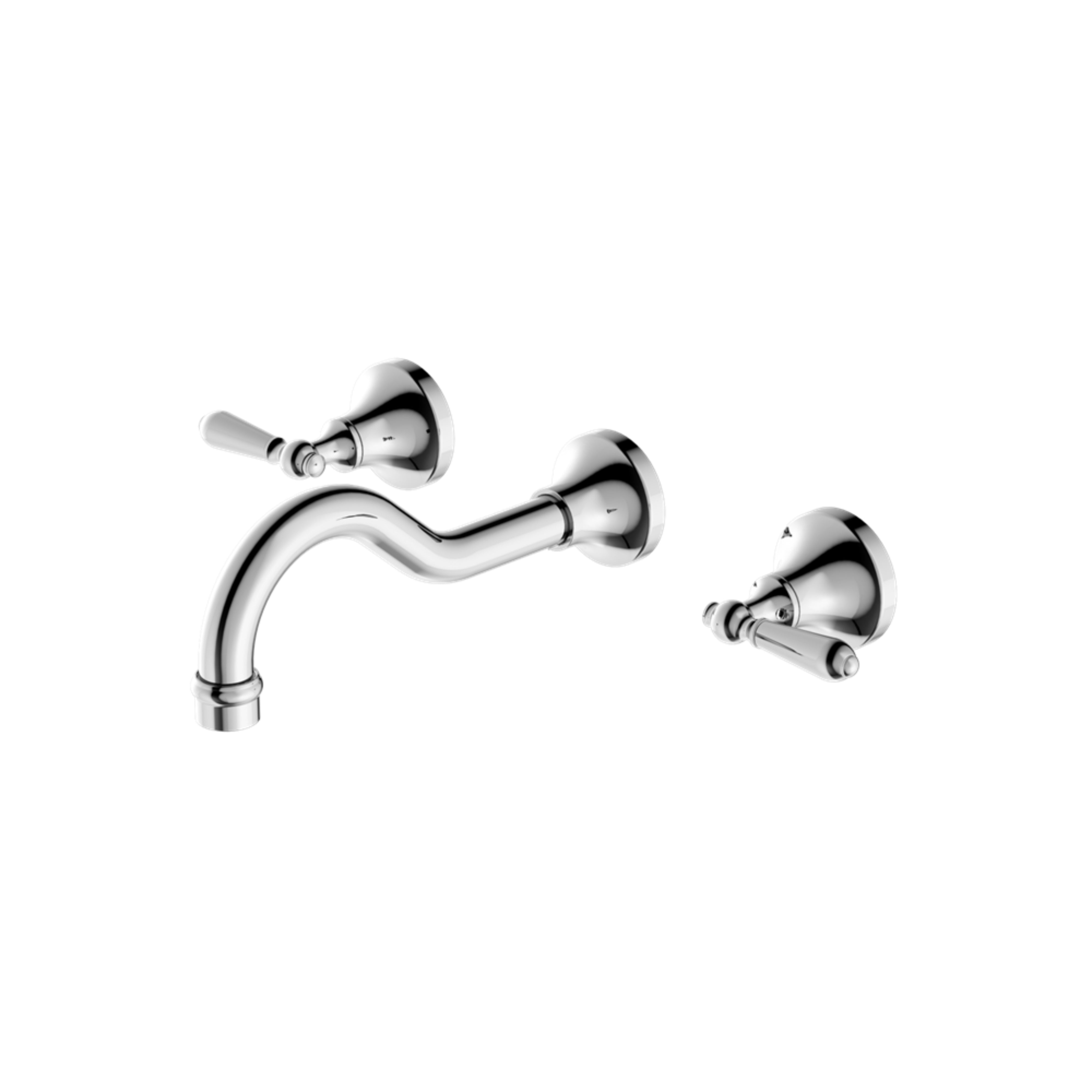 NERO YORK WALL BASIN SET WITH METAL LEVER CHROME