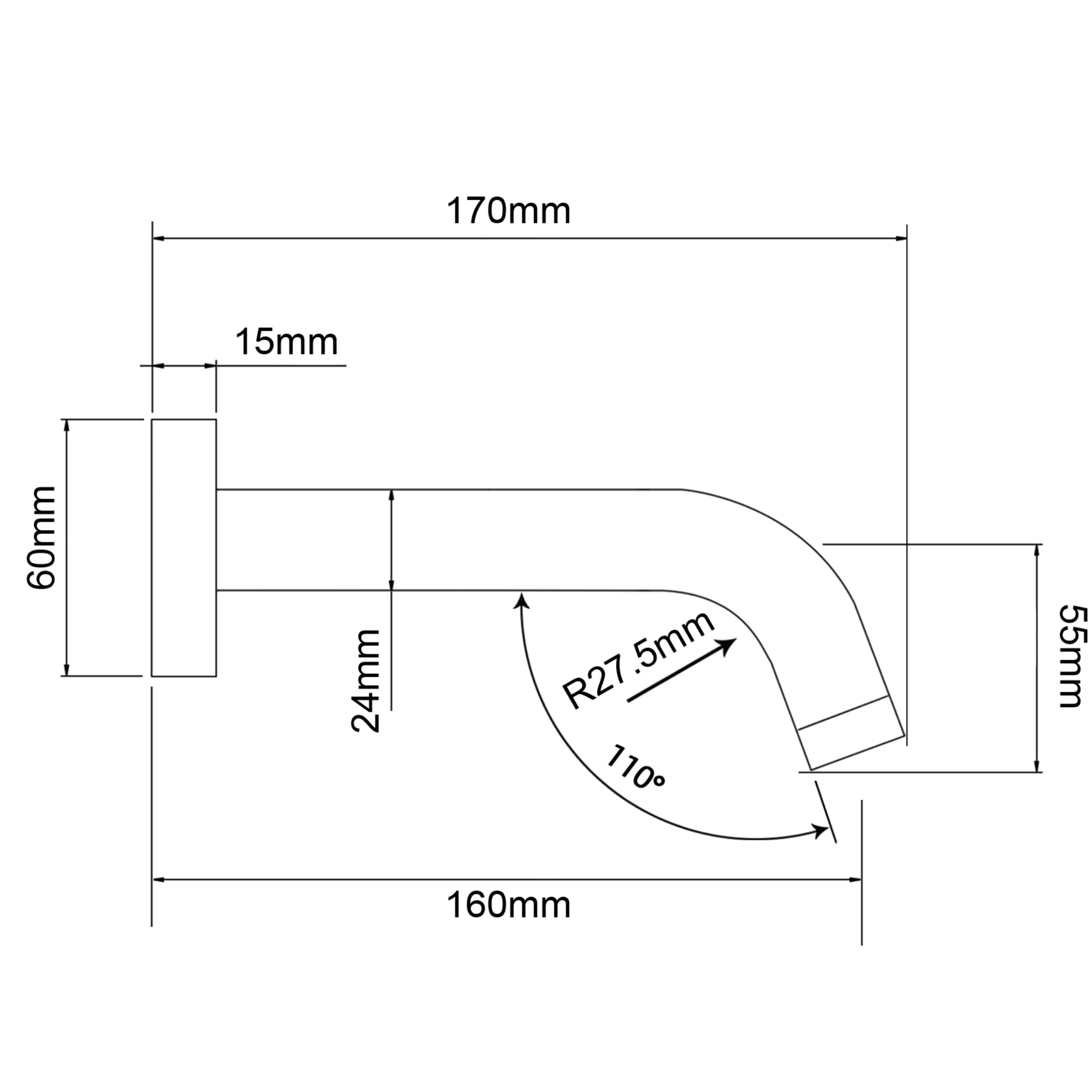 AQUAPERLA LUCID PIN WALL BATH SPOUT 170MM BRUSHED BRASS