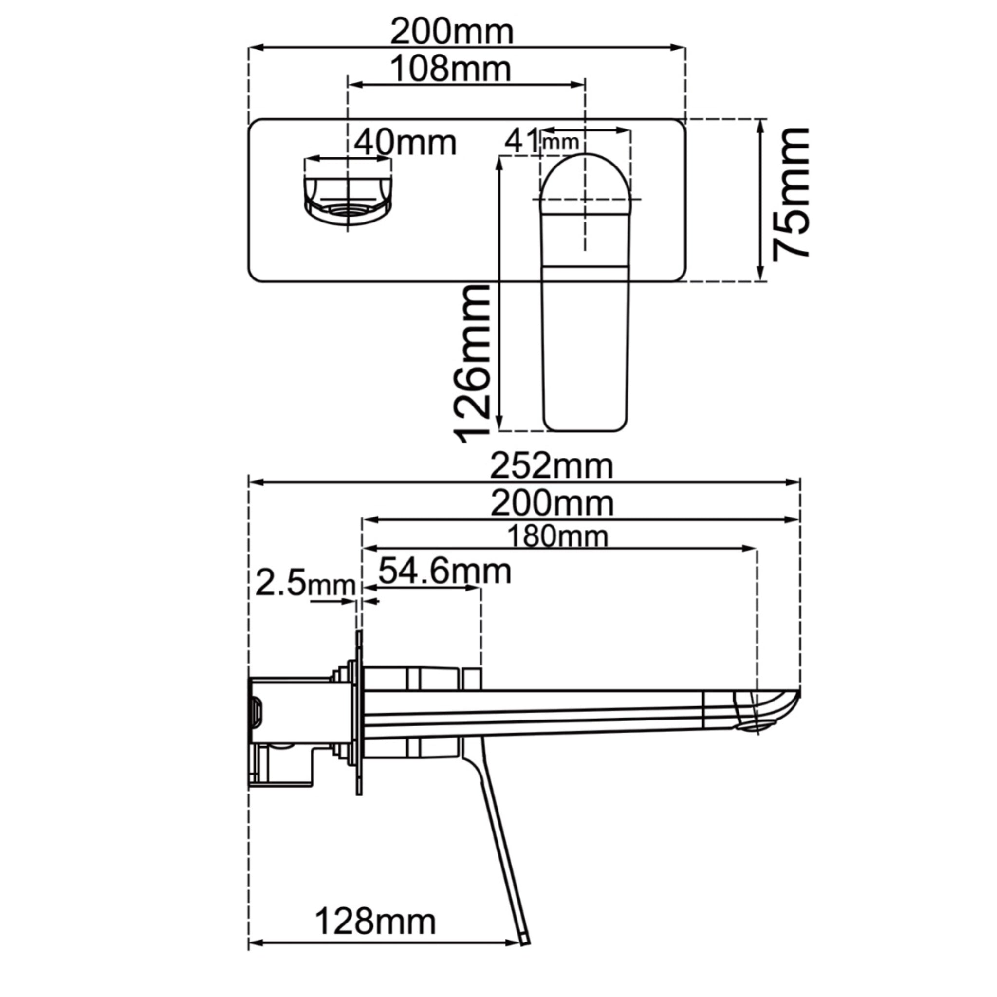 AQUAPERLA RUSHY WALL MIXER WITH SPOUT 200MM BRUSHED BRASS