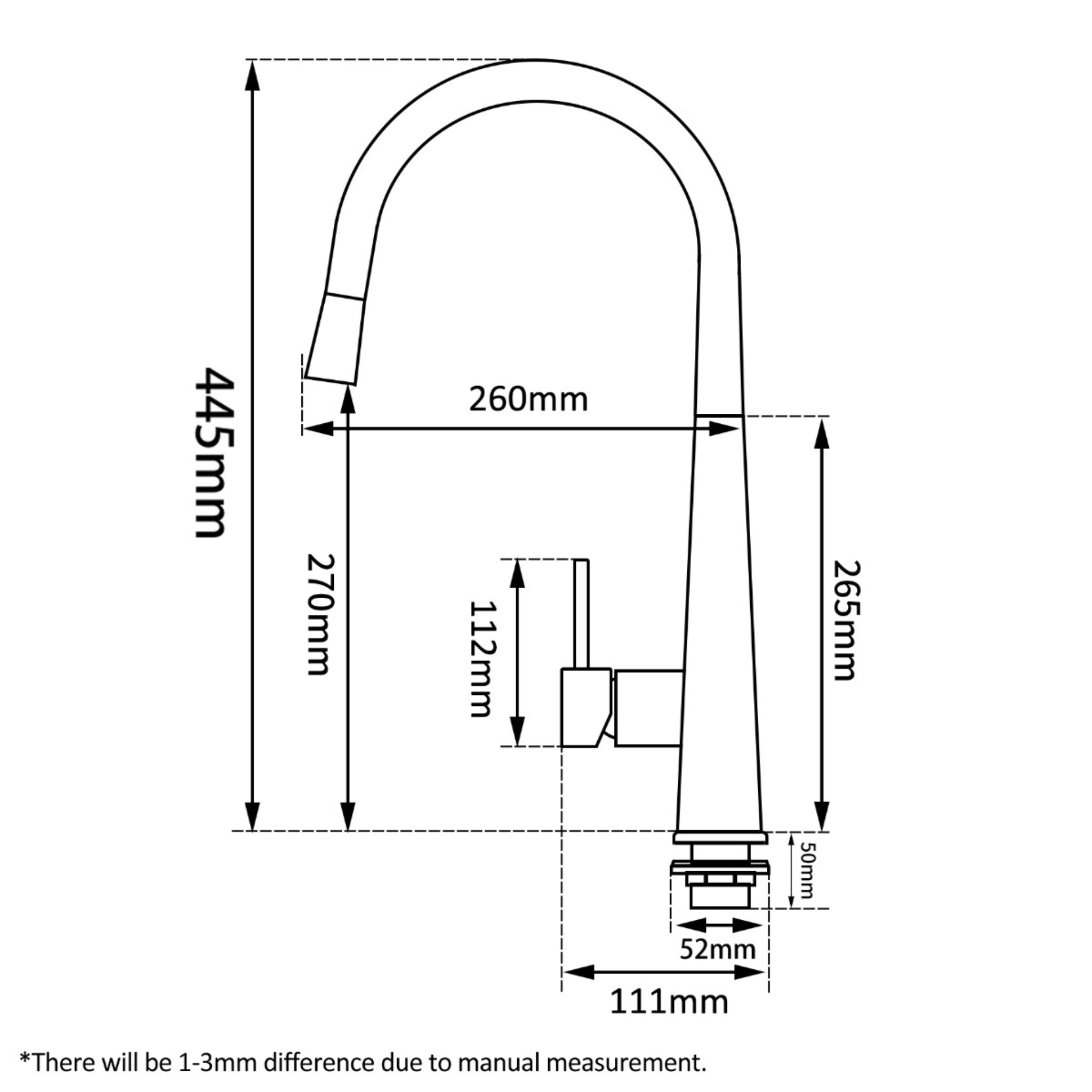 AQUAPERLA PULL OUT KITCHEN MIXER 445MM BRUSHED NICKEL