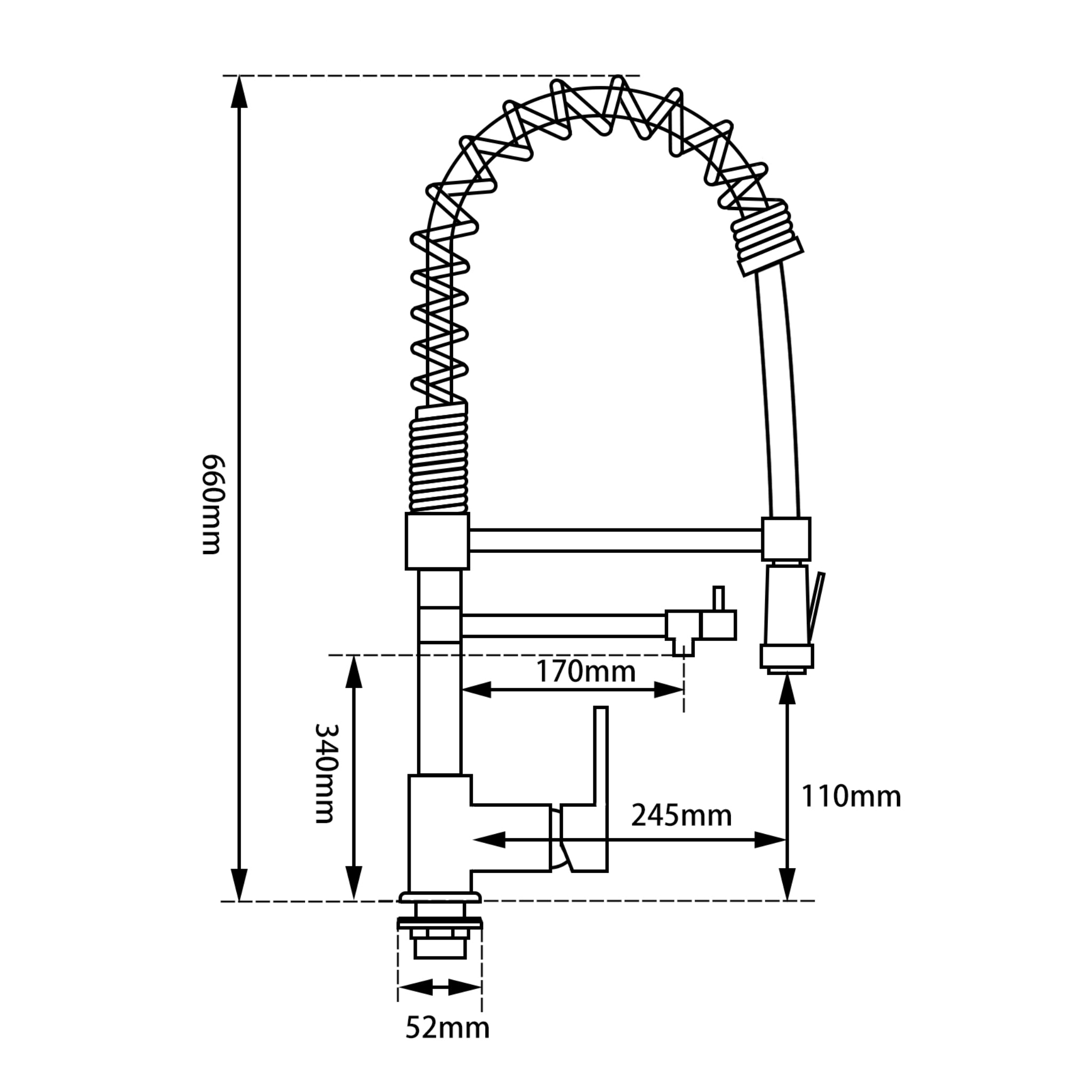 AQUAPERLA SWIVEL PULL OUT KITCHEN MIXER 660MM CHROME