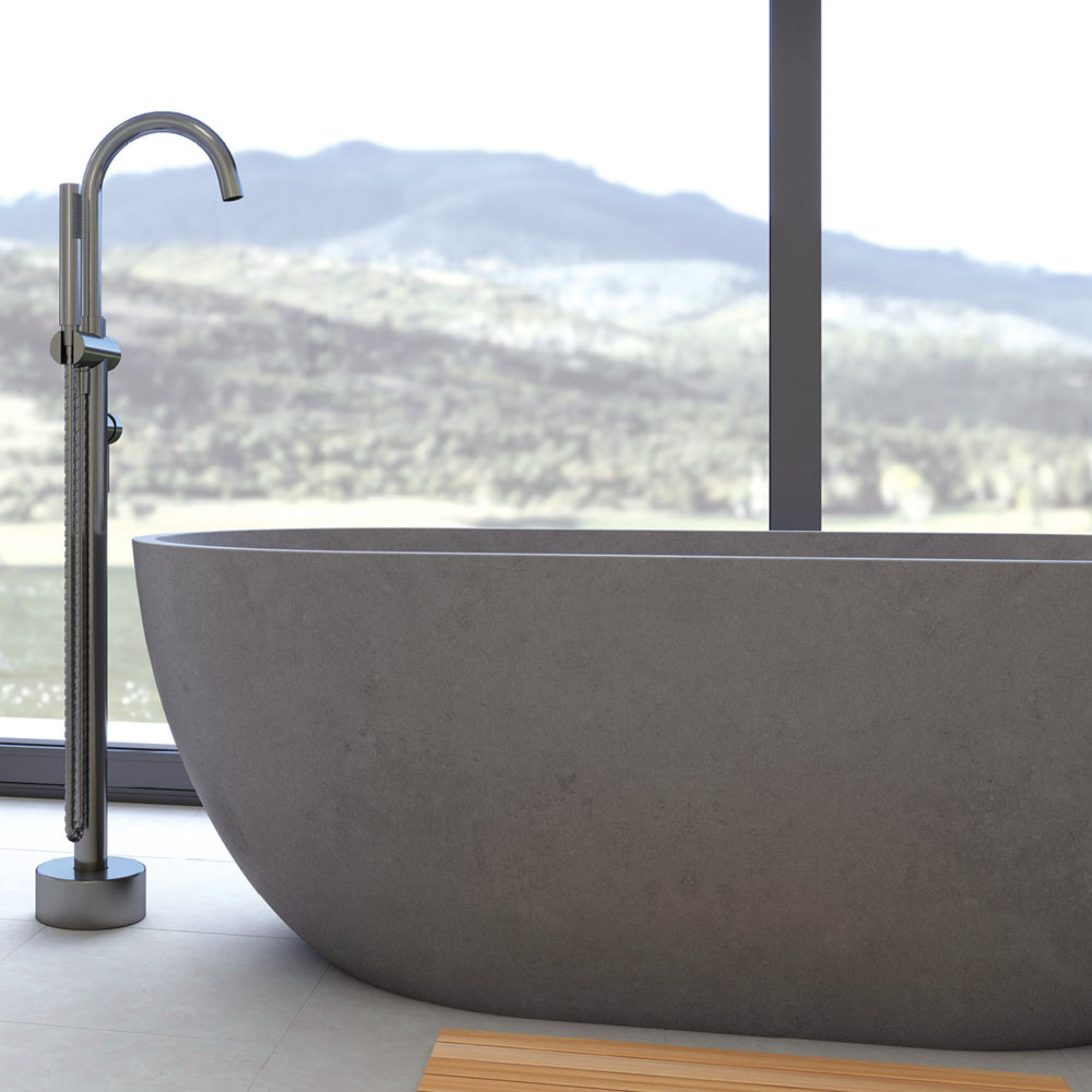 FIENZA JADA CONCRETE FREESTANDING BATHTUB WARM GREY 1500MM