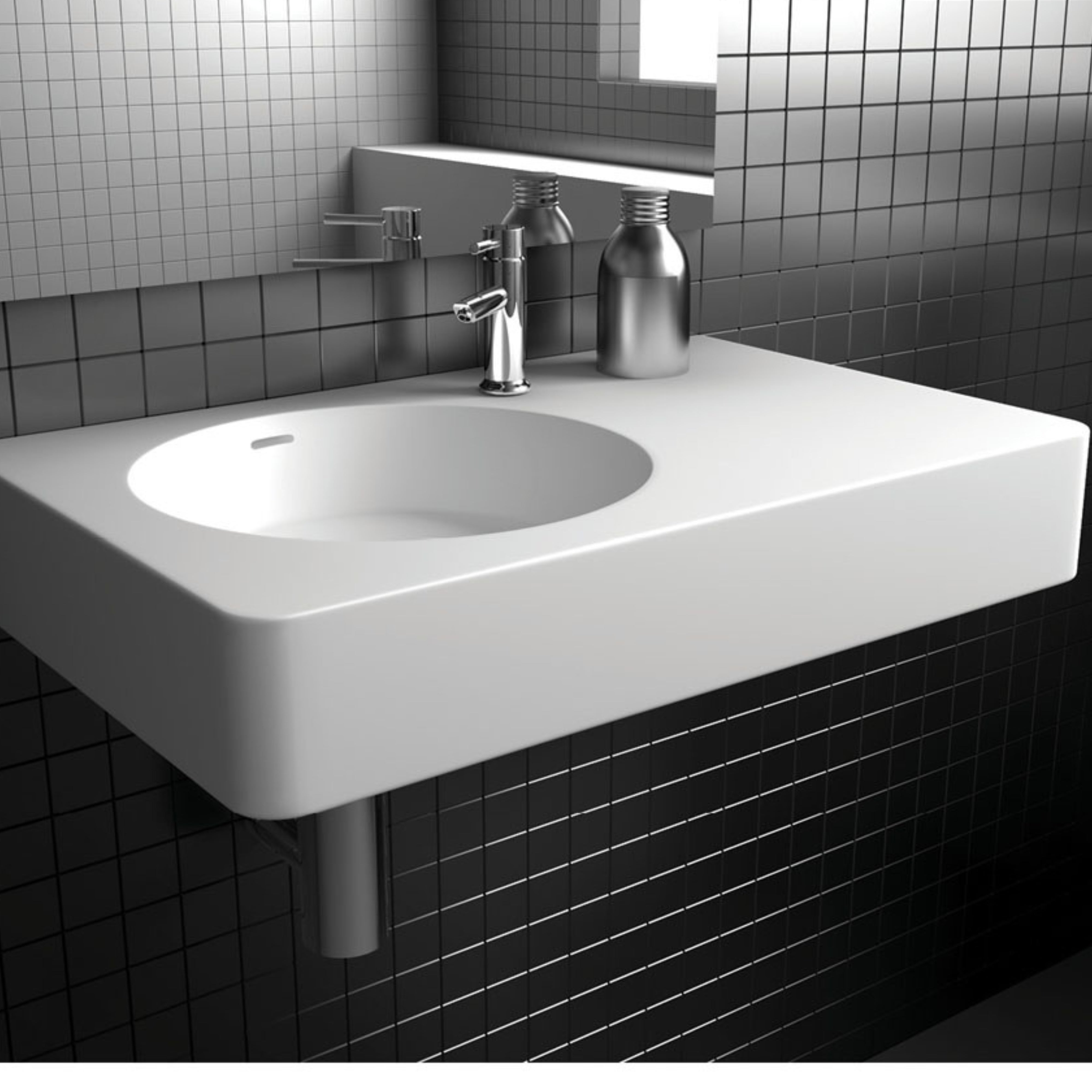 FIENZA ENCANTO SOLID SURFACE WALL HUNG LEFT HAND BASIN WITH TAPHOLE MATTE WHITE 700MM